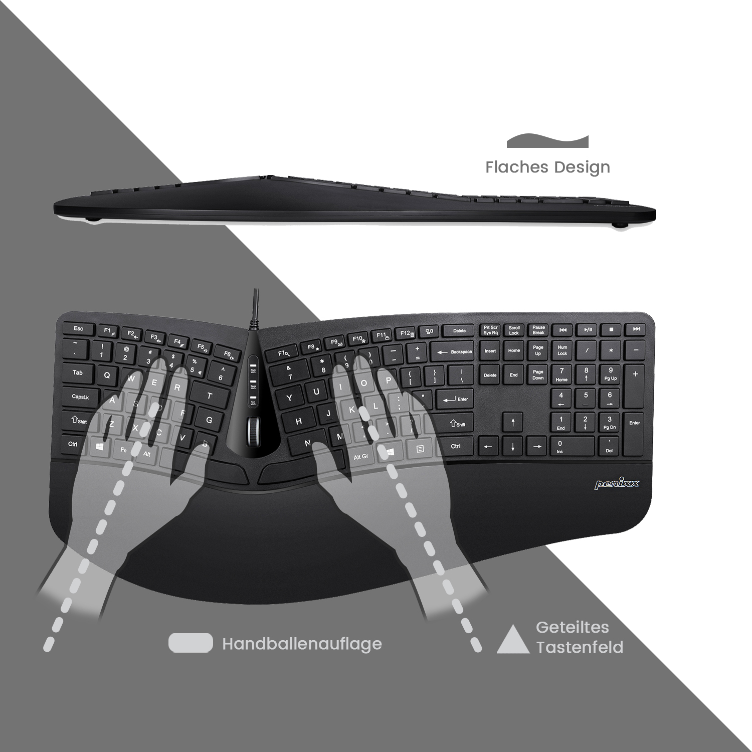 PERIXX PERIDUO-505, Kabelgebundenes Tastatur und Maus Schwarz Set