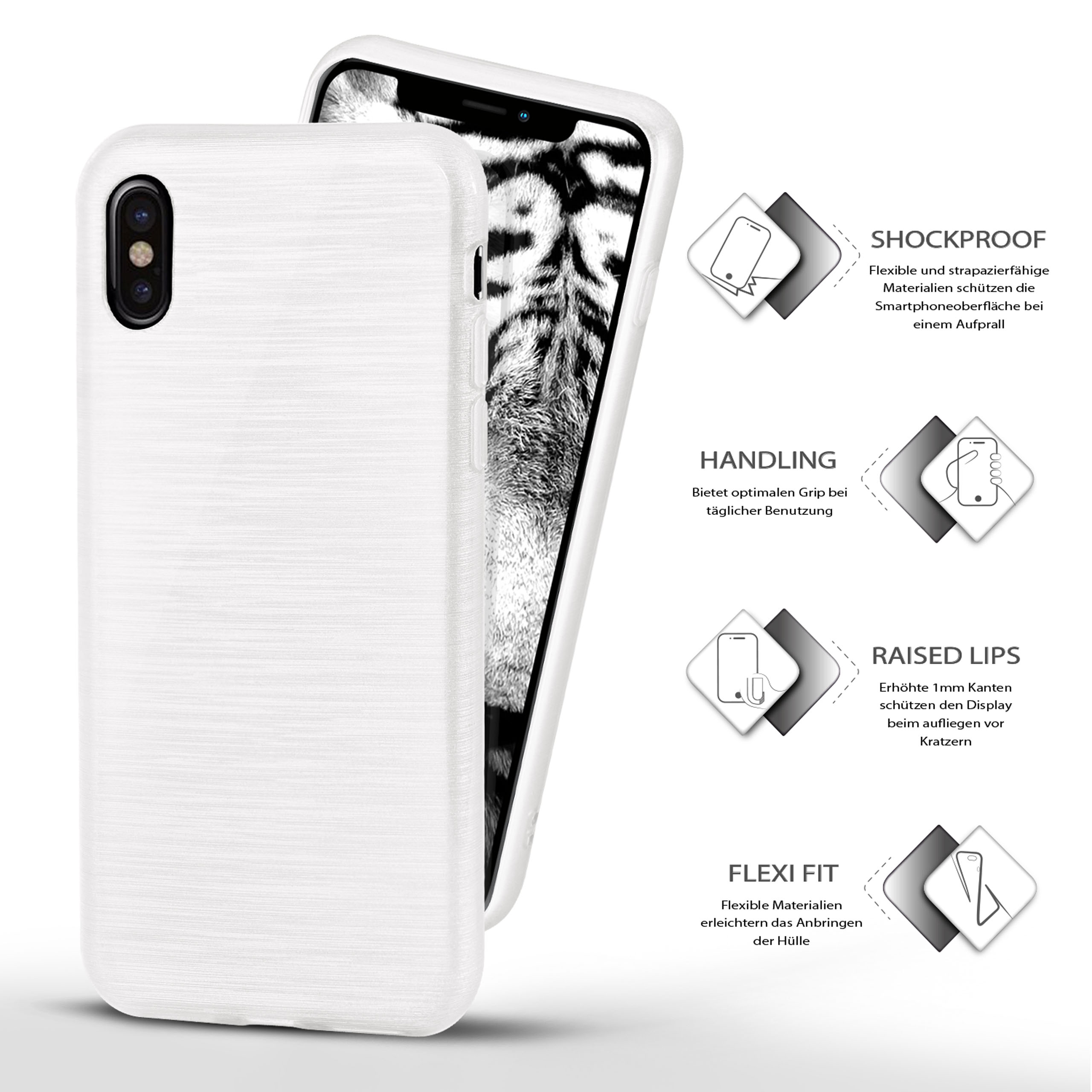 MOEX Brushed Case, Backcover, Apple, iPhone / Pearl-White XS, iPhone X