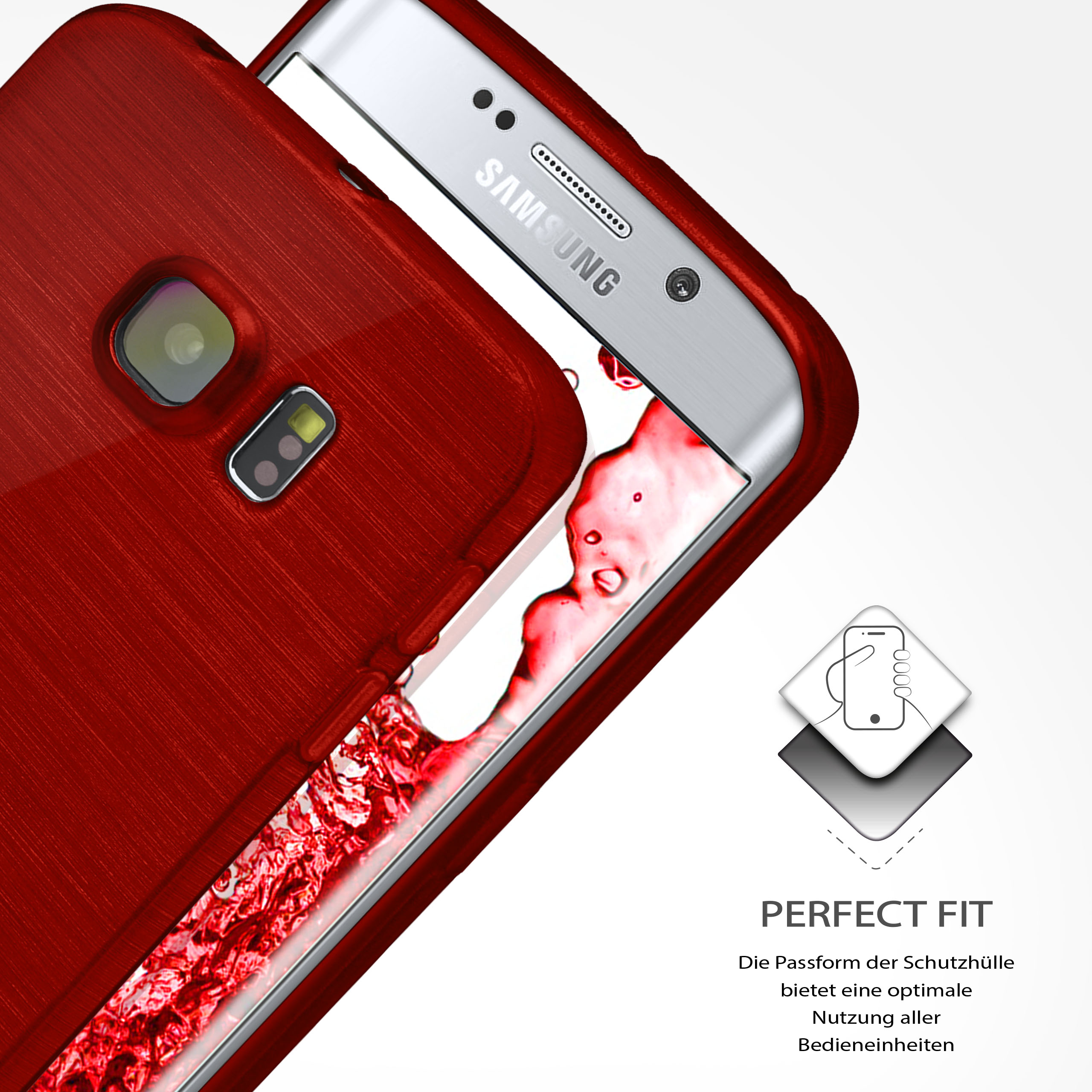 Edge, Galaxy Backcover, Crimson-Red Brushed MOEX Case, Samsung, S6