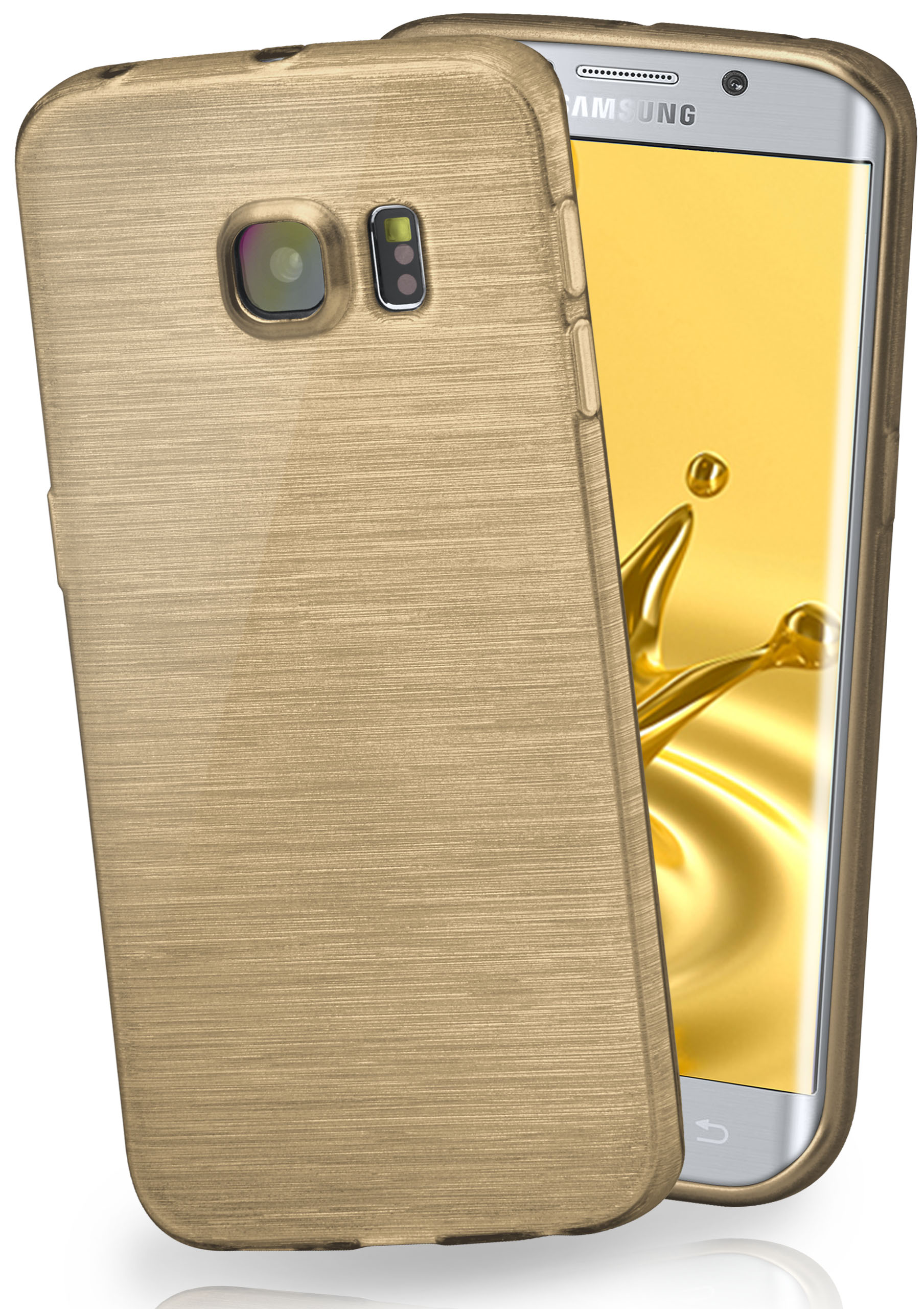 Ivory-Gold Edge, Galaxy S6 Samsung, Case, Brushed Backcover, MOEX