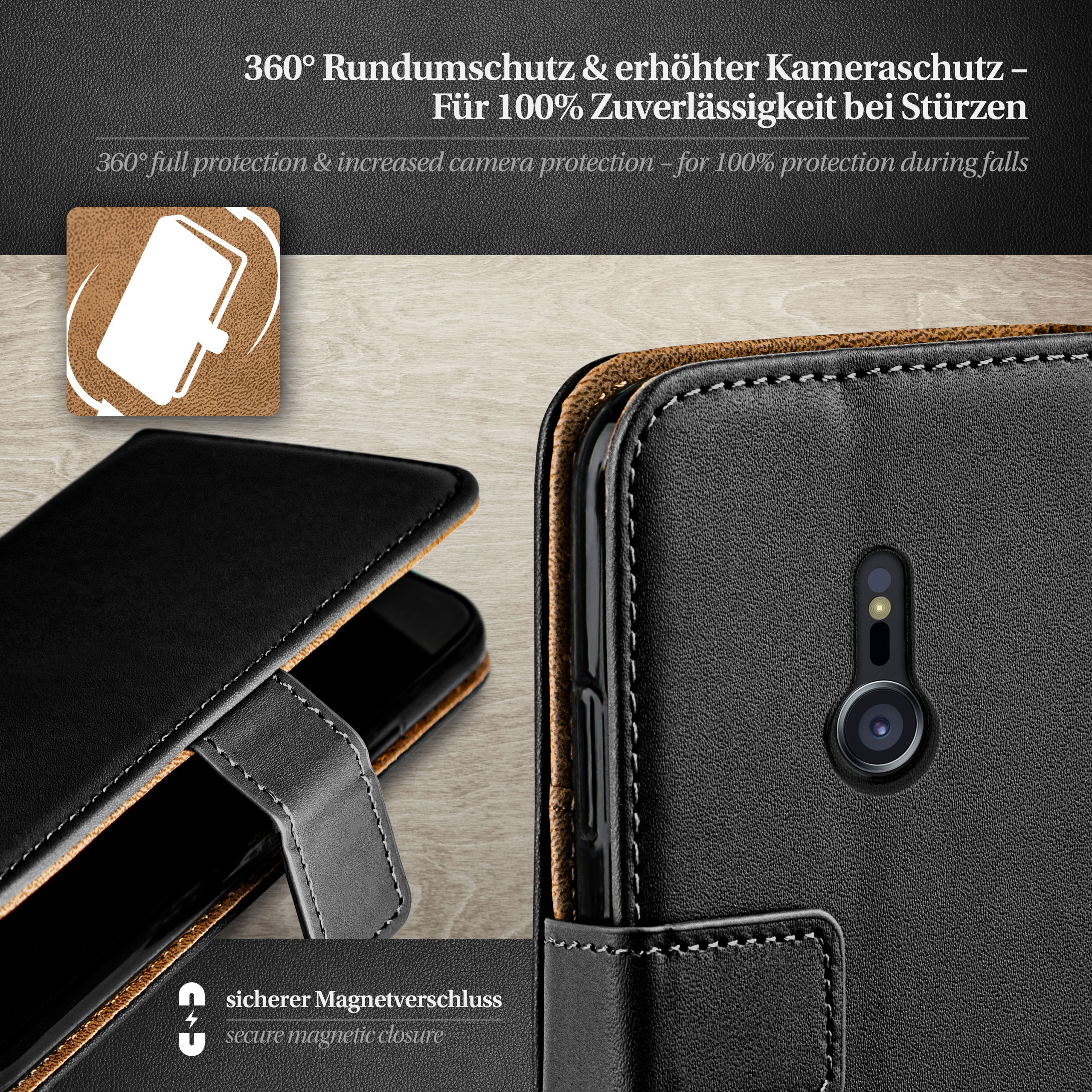 Case, Deep-Black XZ2, Book MOEX Bookcover, Sony, Xperia