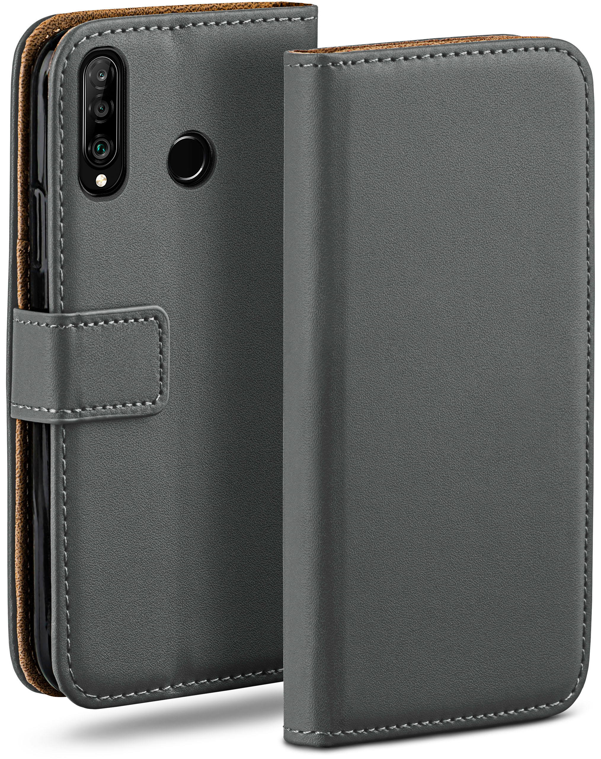 Graues Handycase mit Telefon. Das Case hat einen Magnetverschluss und ist offen.