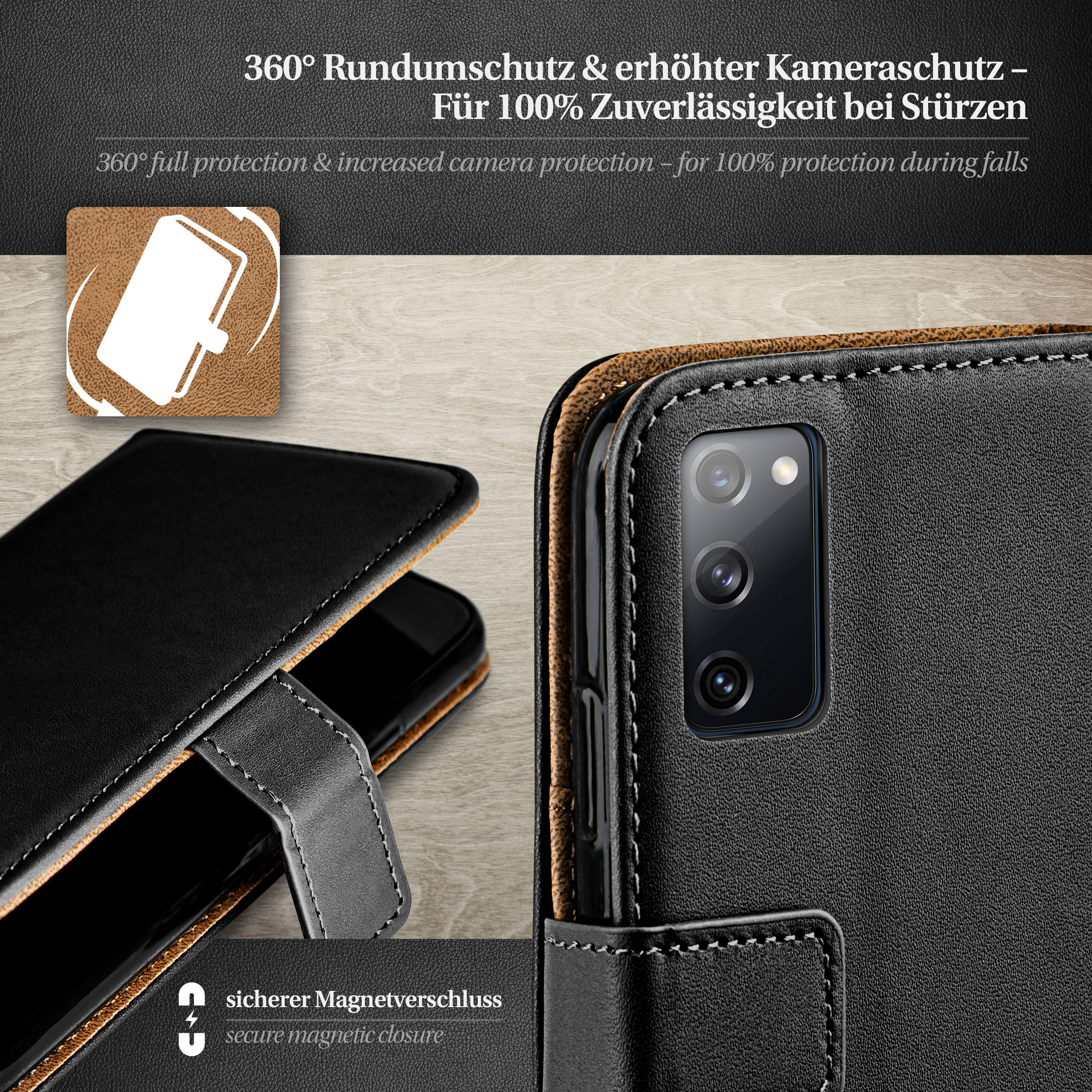 FE Deep-Black Samsung, Galaxy Book Case, S20 MOEX 5G, Bookcover,