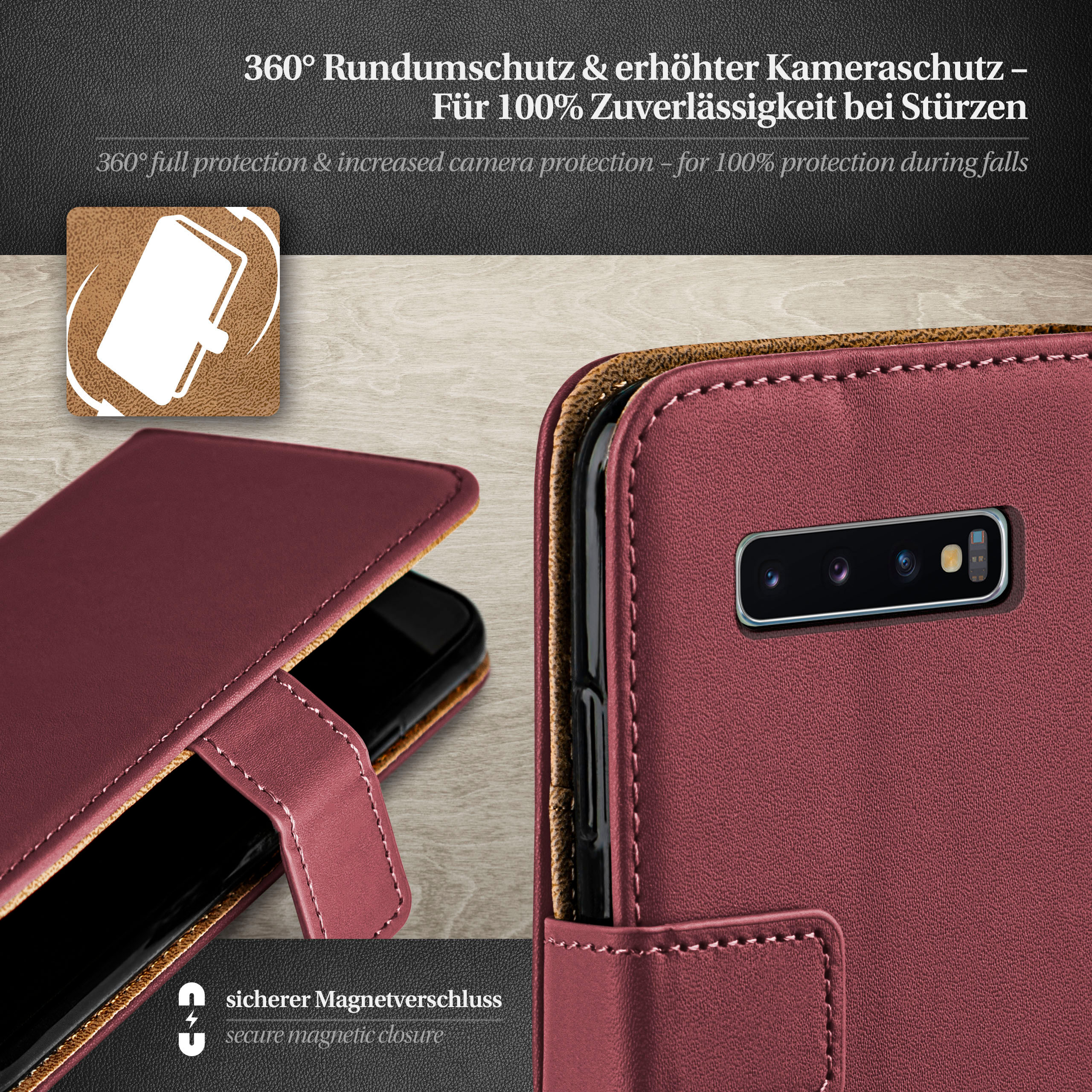 Case, Bookcover, S10, Galaxy MOEX Maroon-Red Book Samsung,