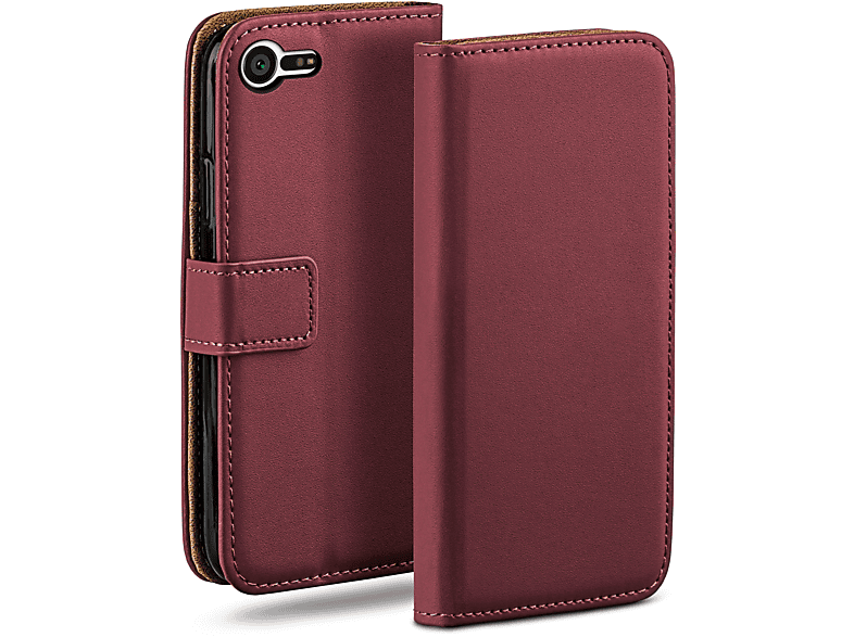 Maroon-Red X Case, Book Xperia Sony, MOEX Bookcover, Compact,
