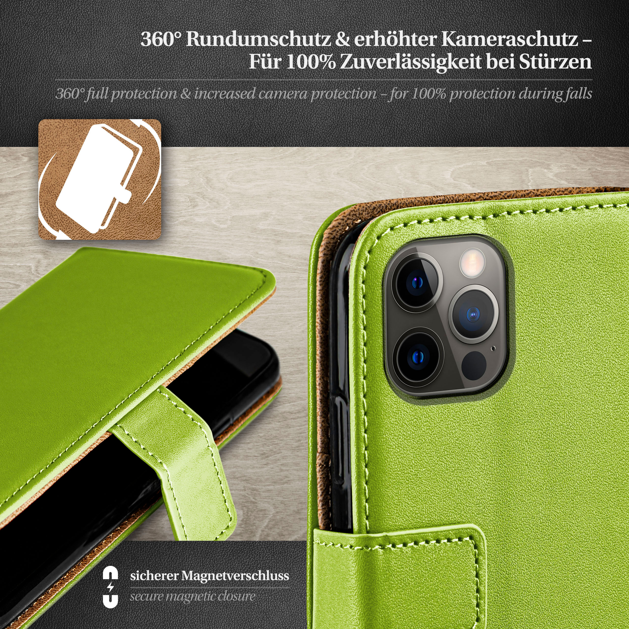 Lime-Green Bookcover, MOEX Case, Book Pro, iPhone 12 Apple,