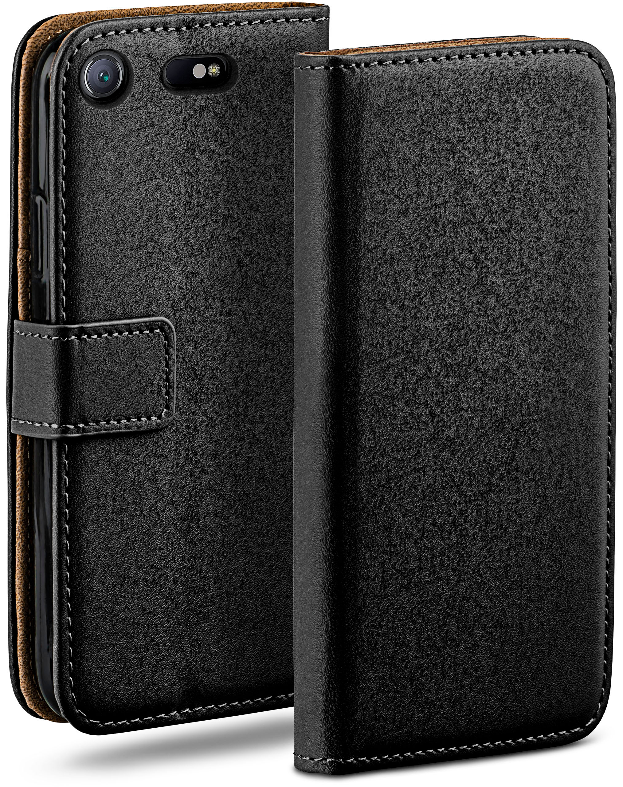 XZ1 Bookcover, Xperia Compact, Sony, MOEX Case, Deep-Black Book