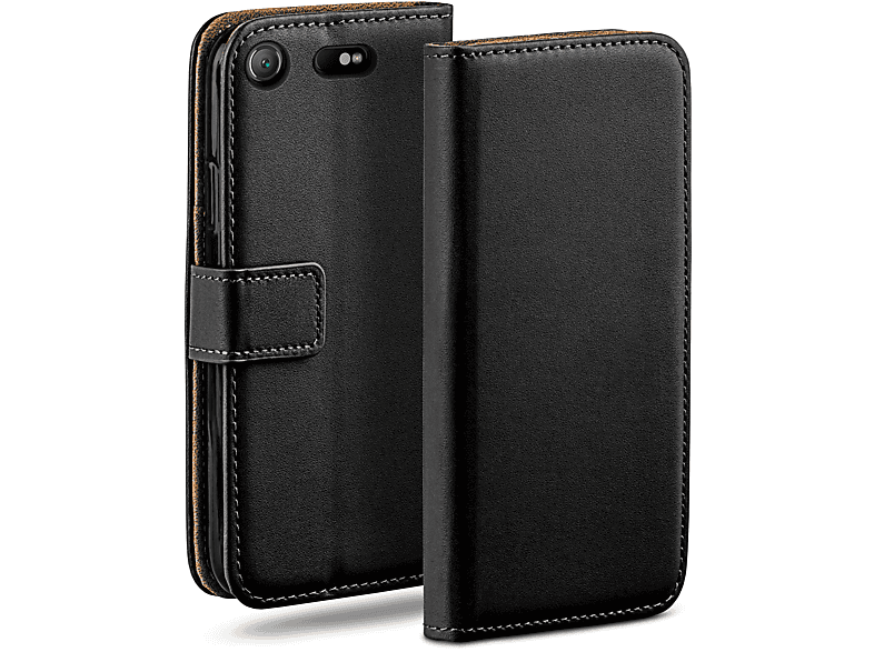 XZ1 Bookcover, Xperia Compact, Sony, MOEX Case, Deep-Black Book