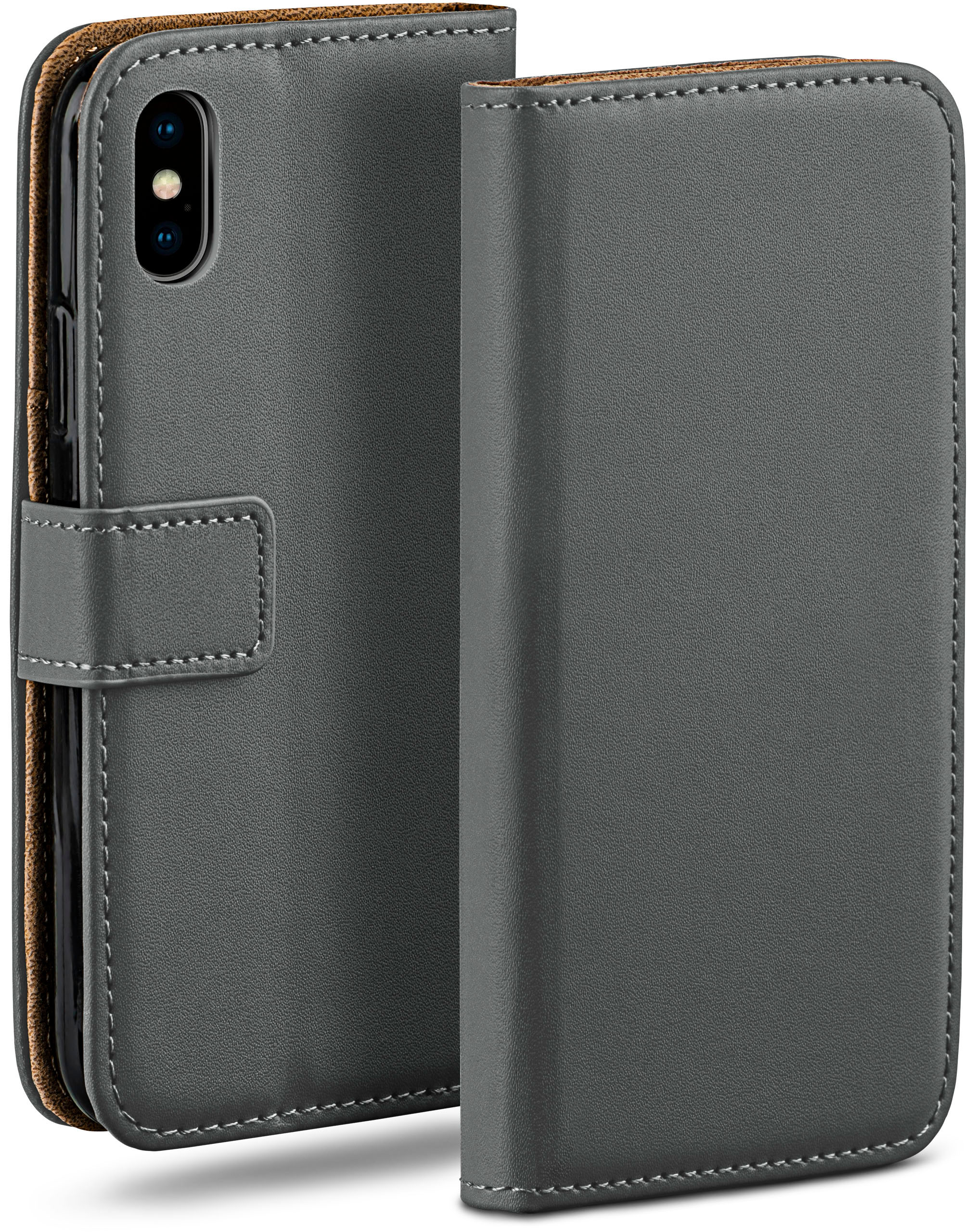 Book X / Apple, Bookcover, MOEX iPhone XS, Case, Anthracite-Gray iPhone