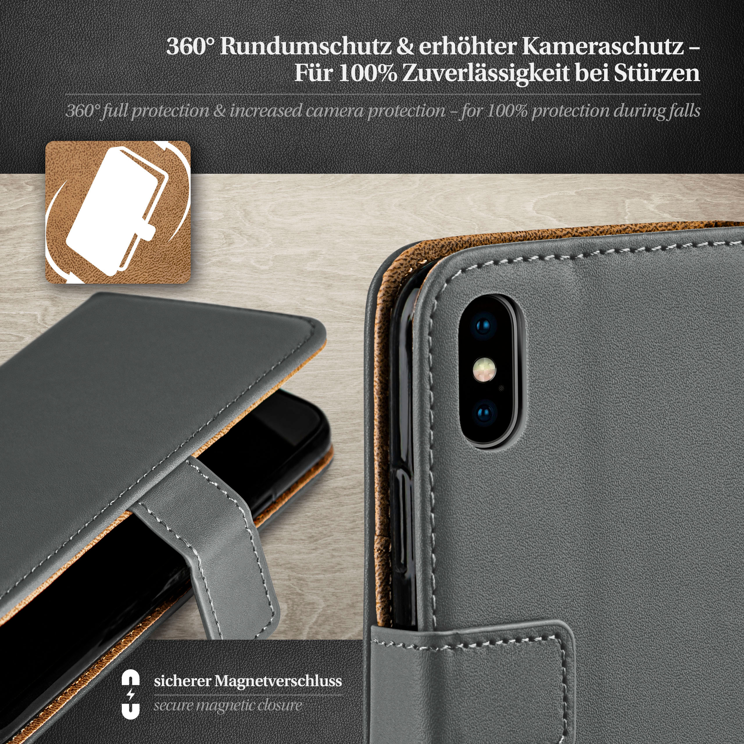 Book Anthracite-Gray Bookcover, XS, MOEX X iPhone iPhone Apple, / Case,