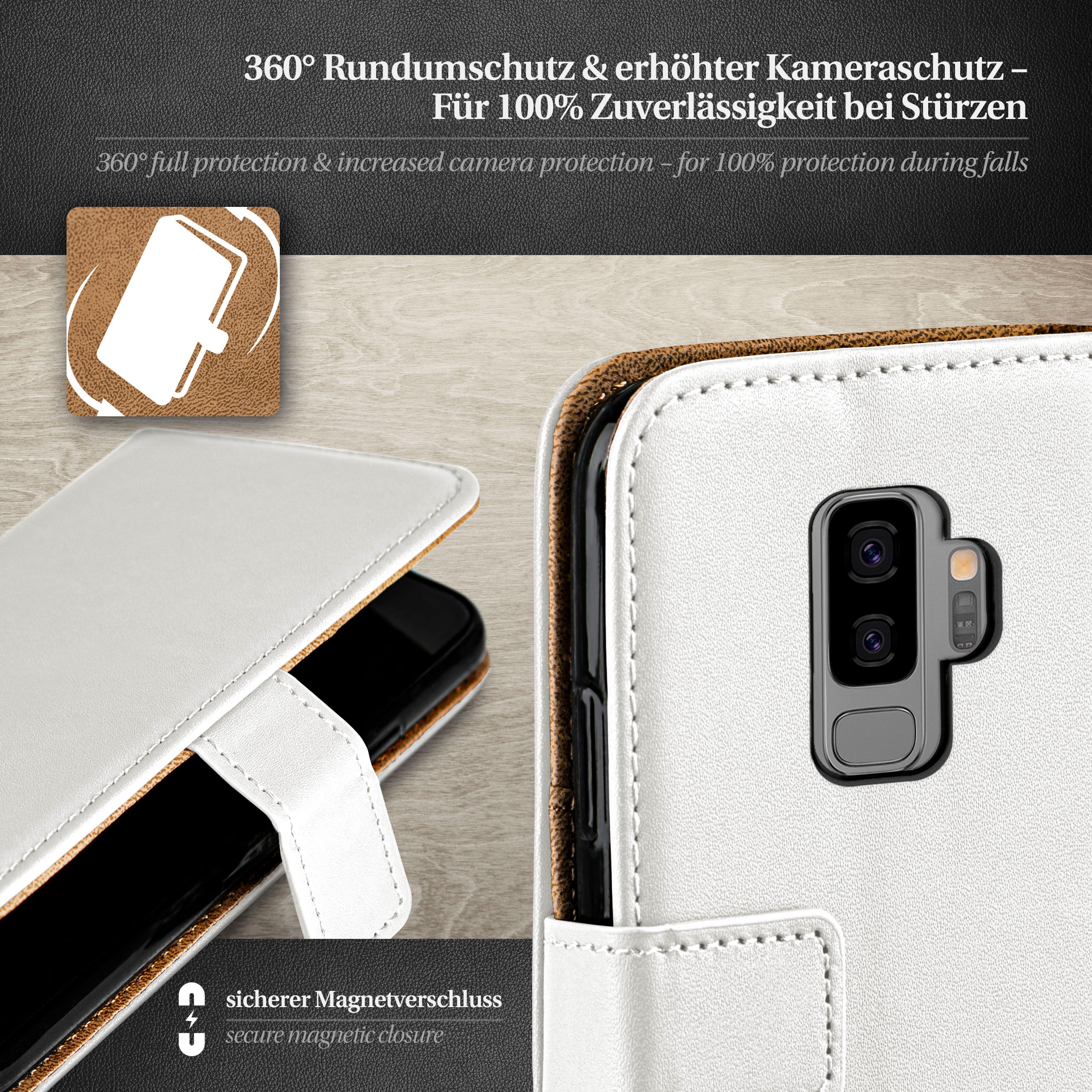 Galaxy Plus, Bookcover, MOEX Samsung, S9 Pearl-White Book Case,