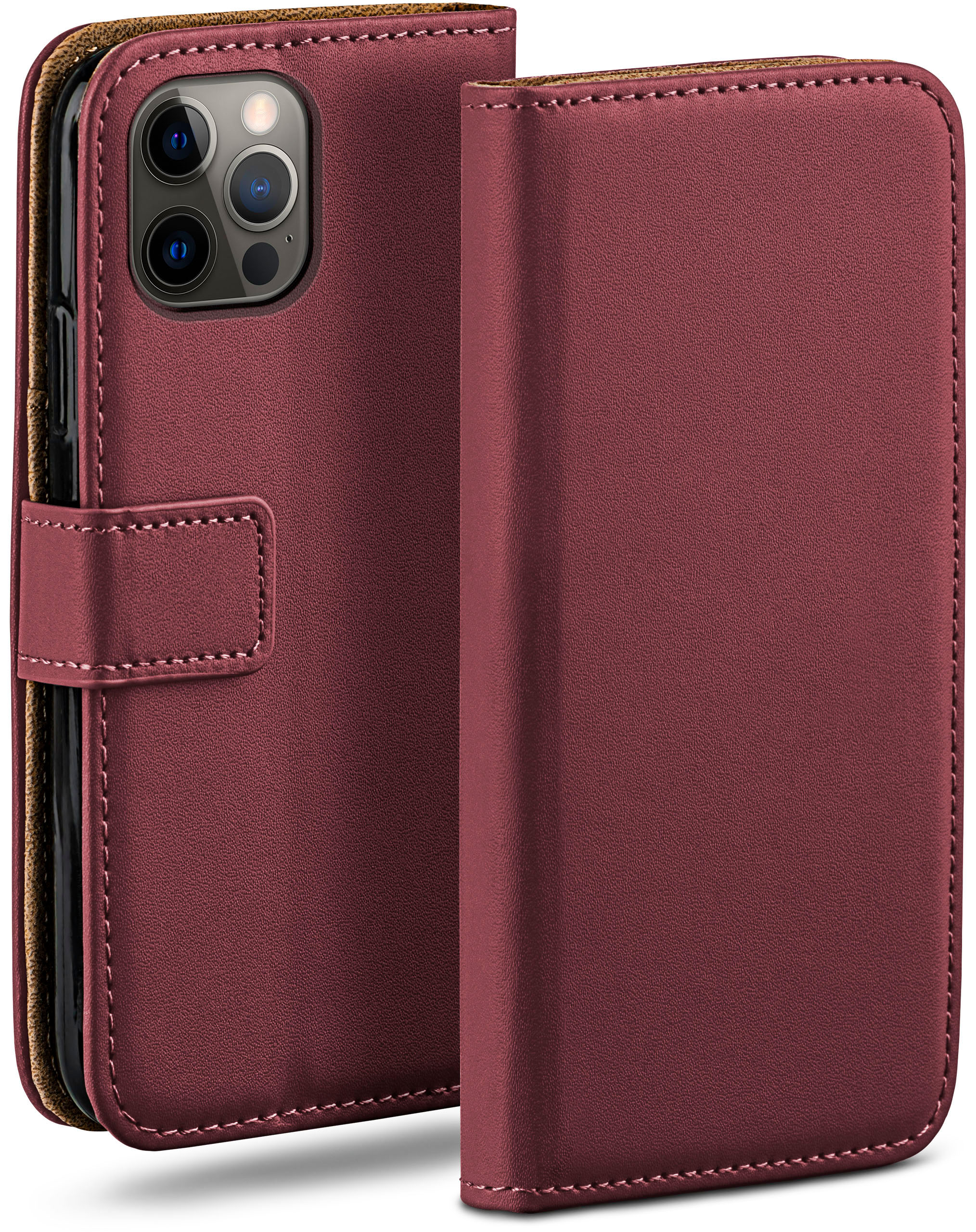 Maroon-Red MOEX Book Bookcover, Case, Apple, iPhone 12 Pro,