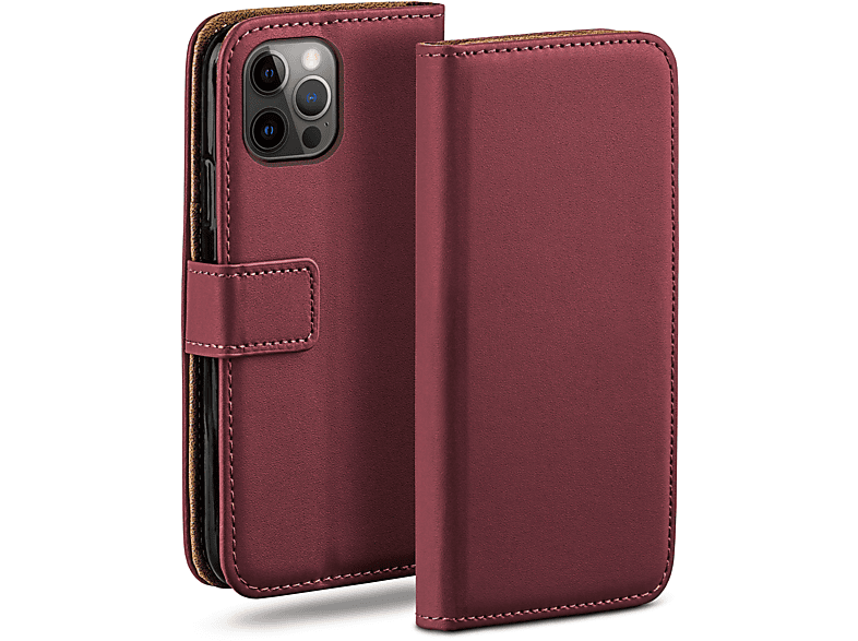 iPhone Apple, Case, Maroon-Red Pro, Bookcover, 12 MOEX Book