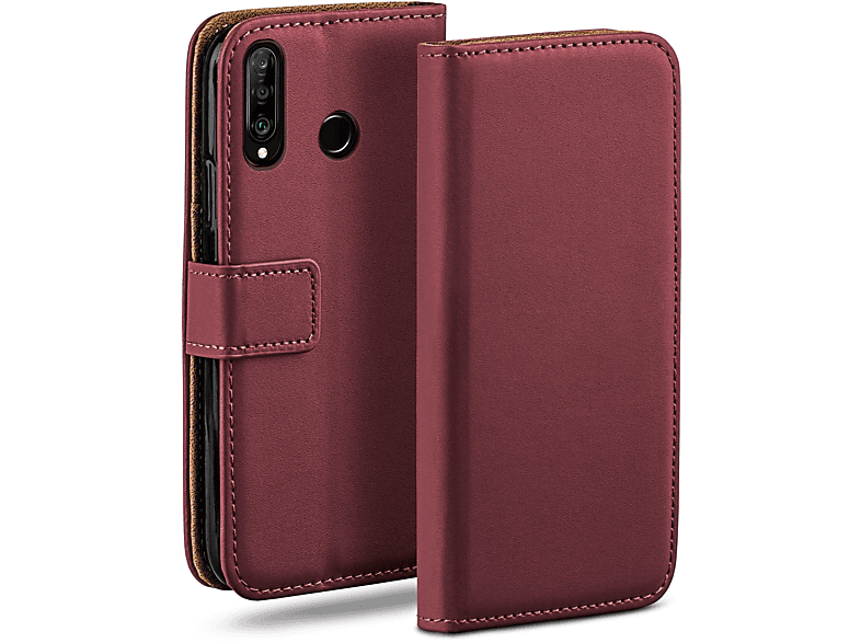 MOEX Book Case, Bookcover, Huawei, P30 Lite/P30 Lite New, Maroon-Red | Bookcover