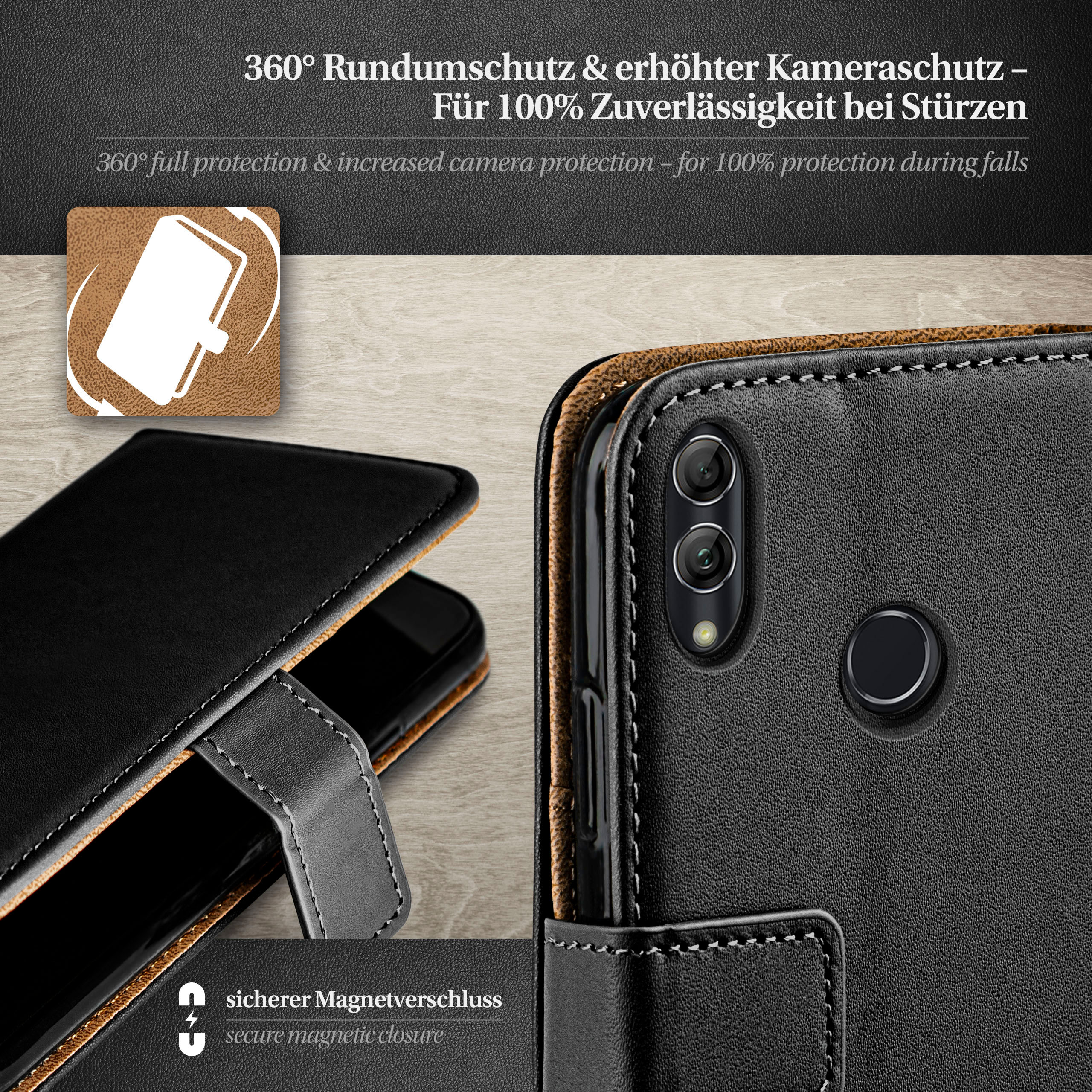 Bookcover, Deep-Black Case, Book 10 Honor Lite, MOEX Huawei,