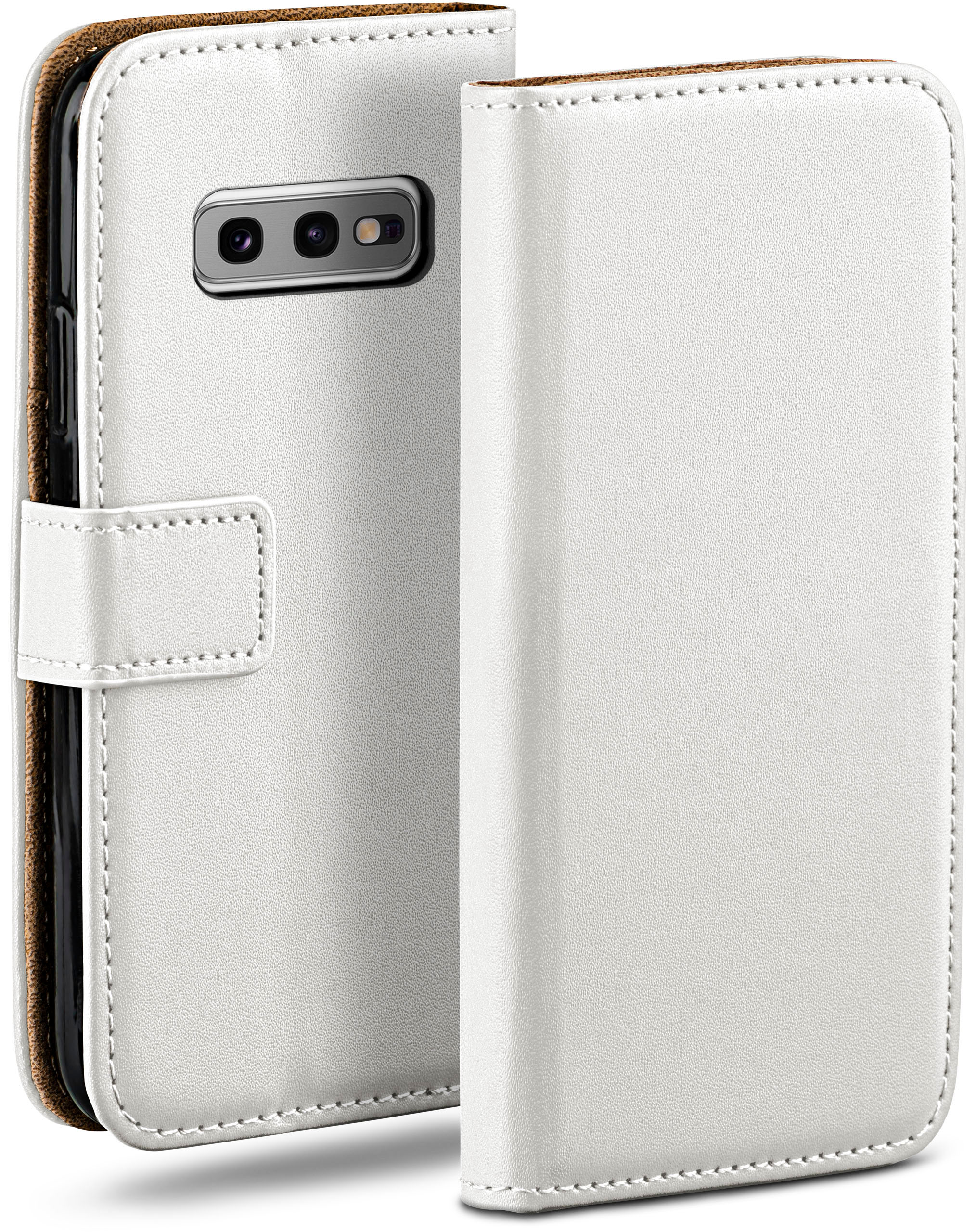 Galaxy Case, Bookcover, S10e, Book Samsung, Pearl-White MOEX