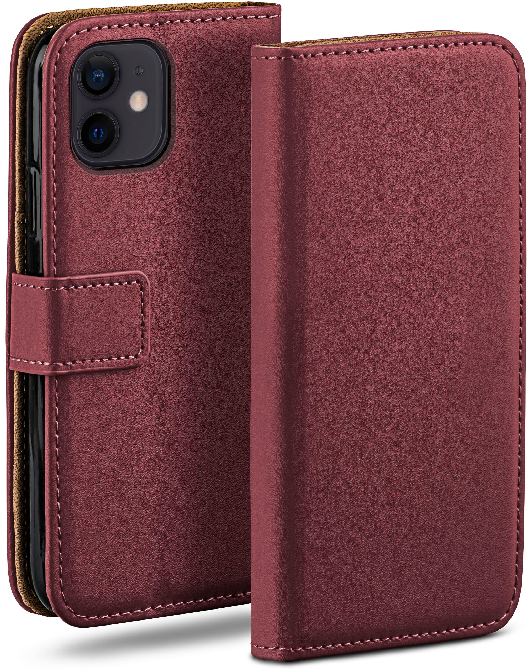 MOEX Book Case, Bookcover, Apple, mini, Maroon-Red iPhone 12