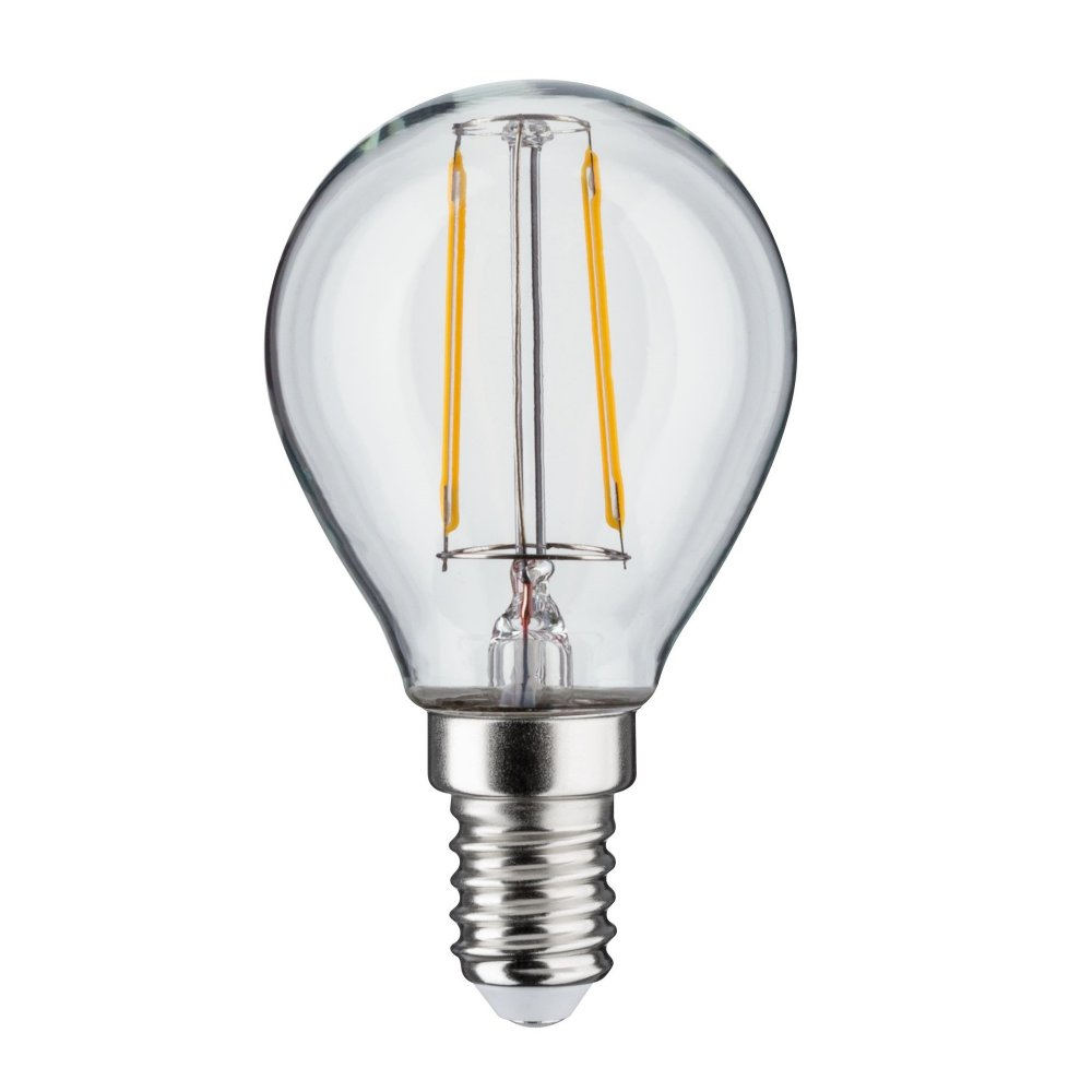 Przezroczysta żarówka LED w kształcie gruszki ze srebrną podstawą, pokazująca wewnętrzne włókna.