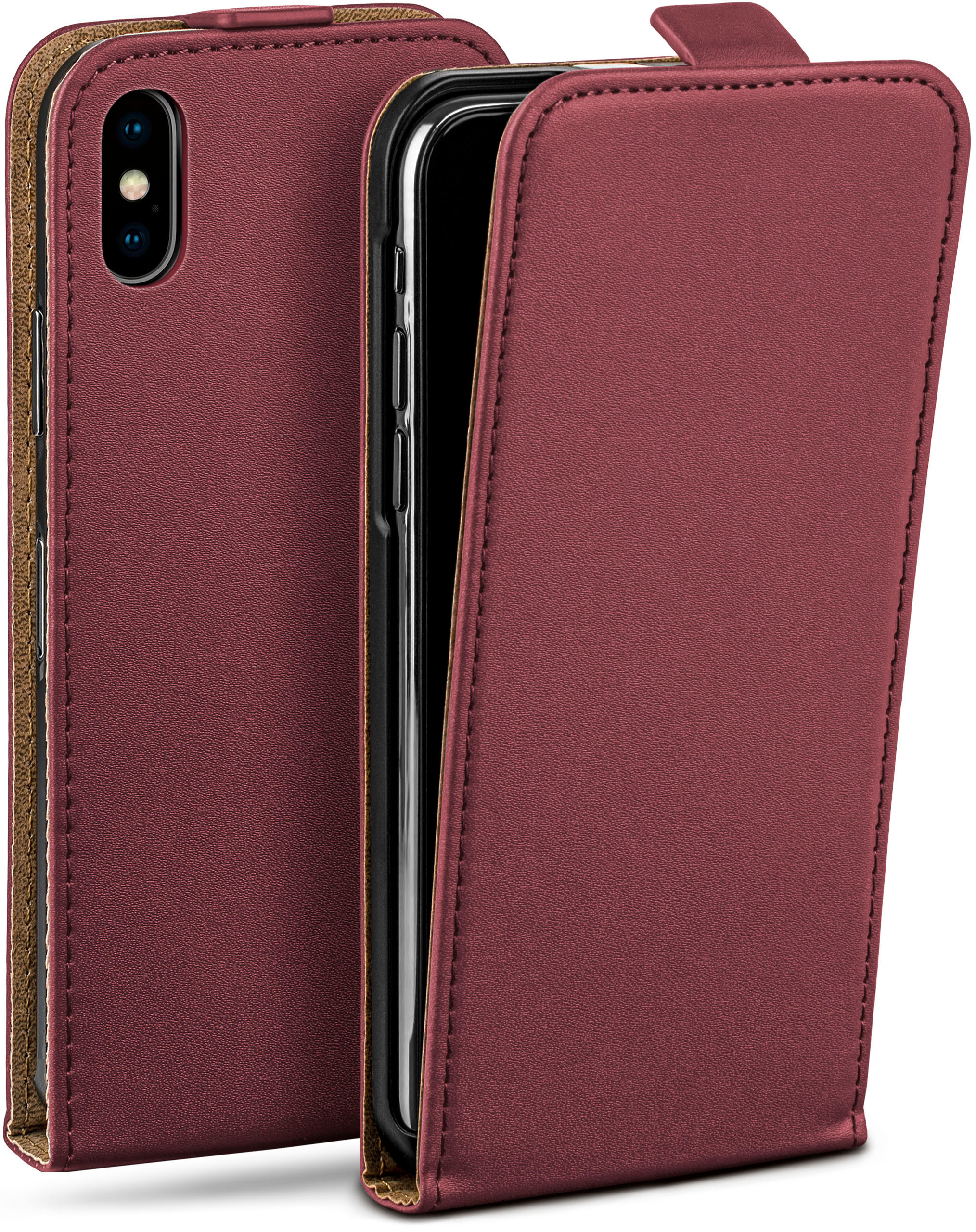 MOEX Flip Case, Apple, XS, X iPhone Flip iPhone Maroon-Red Cover, 