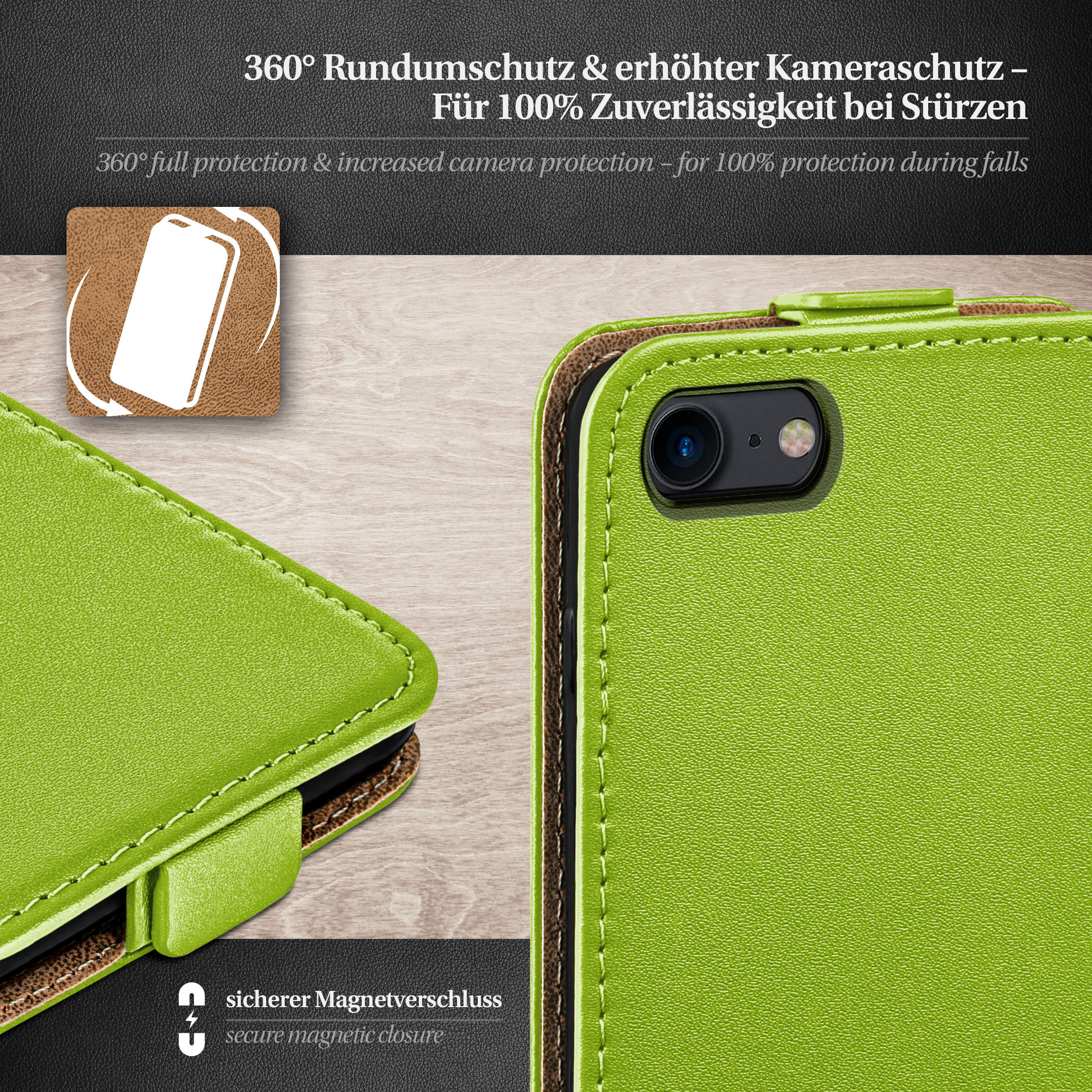 Lime-Green Apple, Case, 7 iPhone Flip MOEX / Cover, Flip 8, iPhone