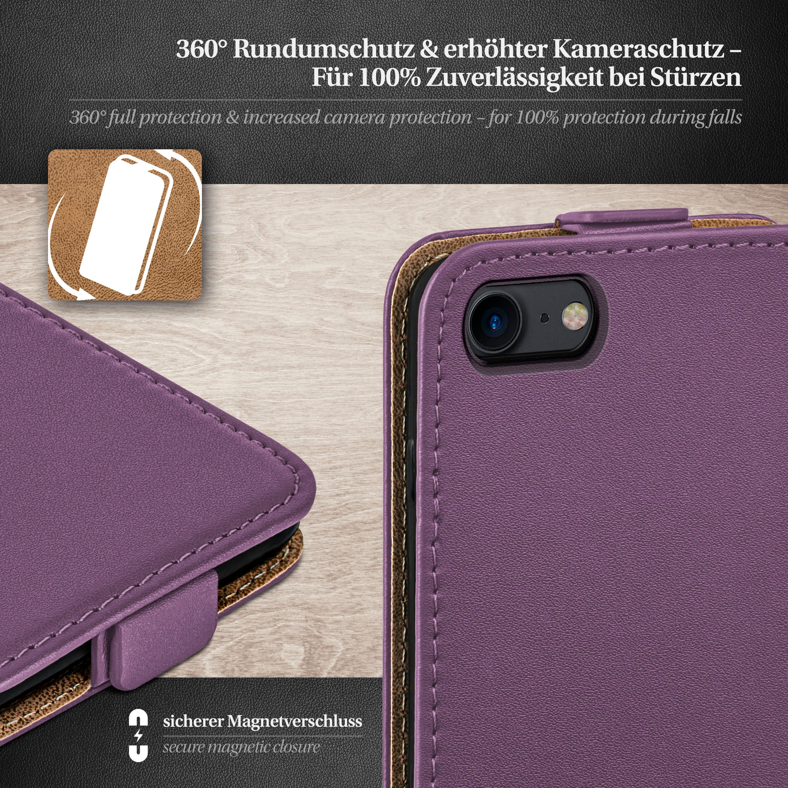MOEX Flip (2020), Apple, Cover, Case, iPhone Indigo-Violet Flip SE
