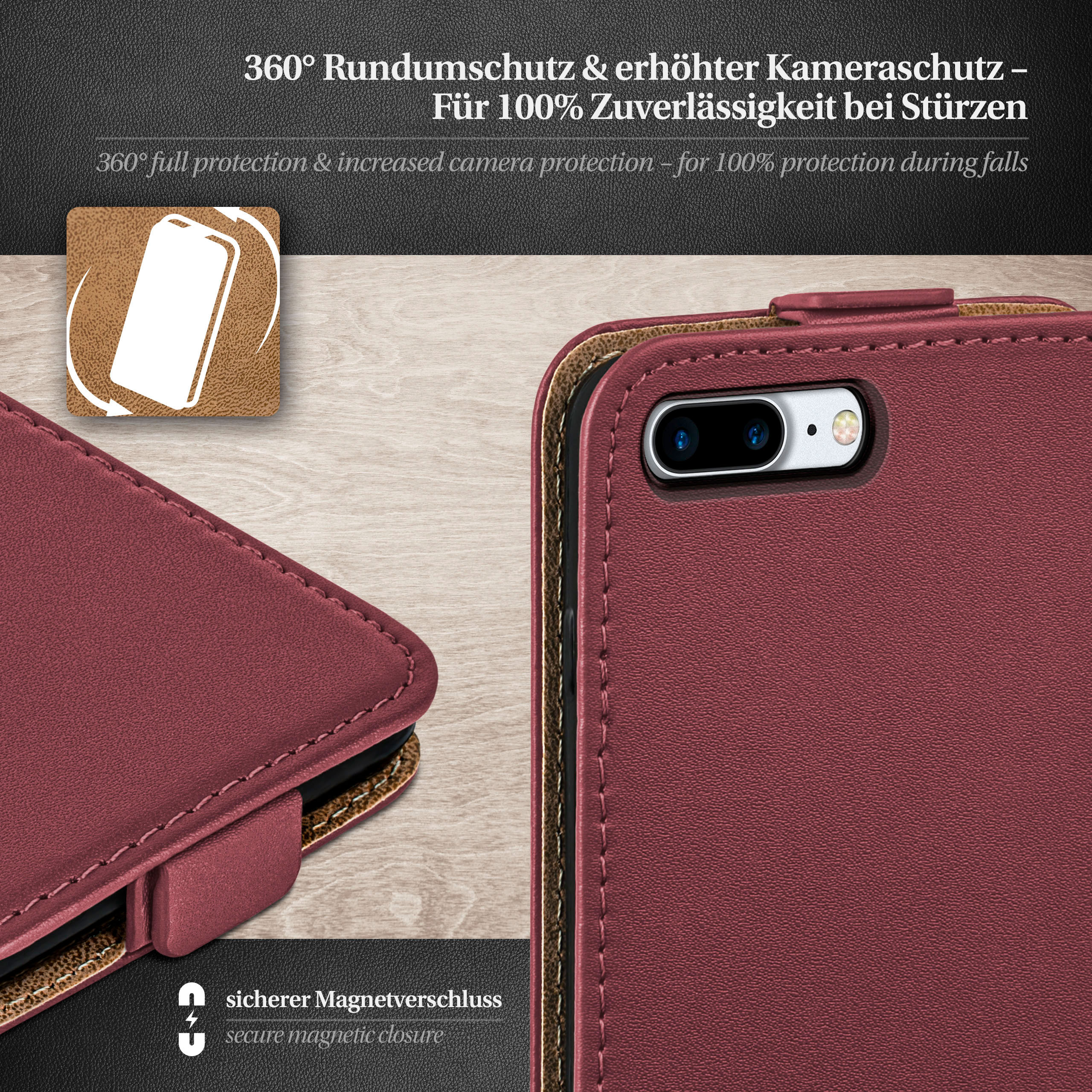 Case, MOEX Maroon-Red Cover, Flip iPhone 8 Flip 7 iPhone Plus, Plus Apple, /