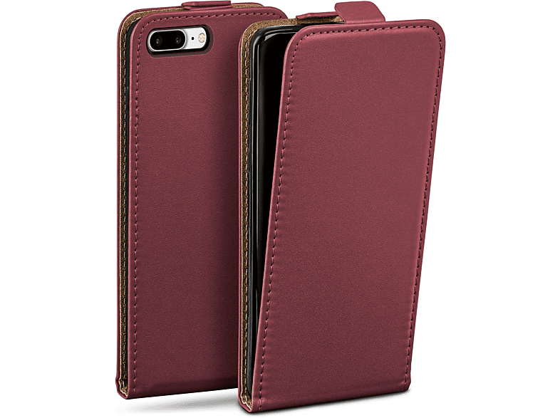 MOEX Flip Maroon-Red Apple, iPhone 8 7 Case, / Flip Plus, iPhone Cover, Plus