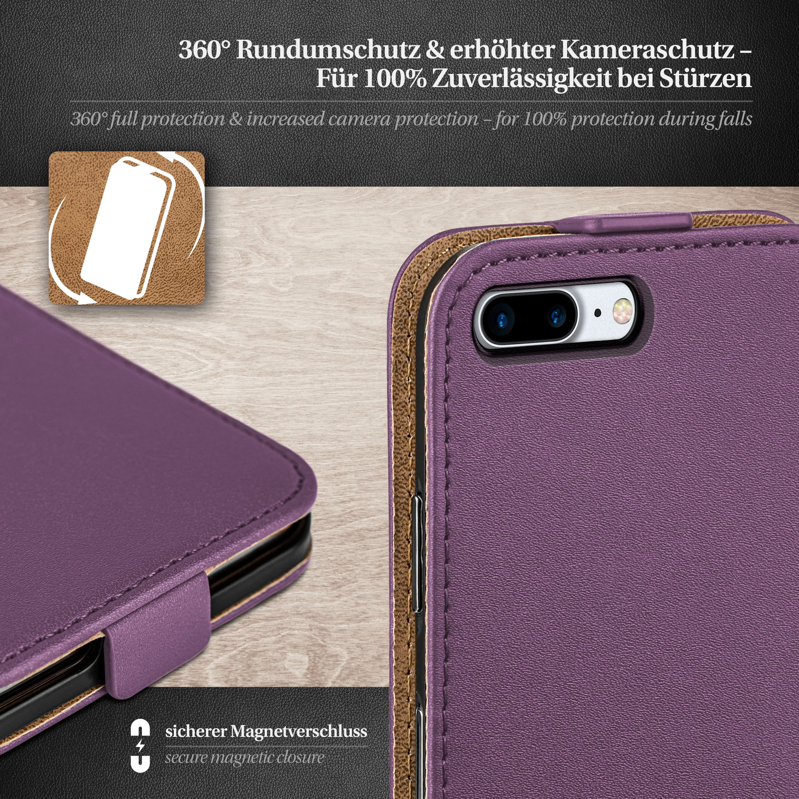 MOEX Flip Case, iPhone Cover, 8 / 7 iPhone Indigo-Violet Plus Apple, Plus, Flip