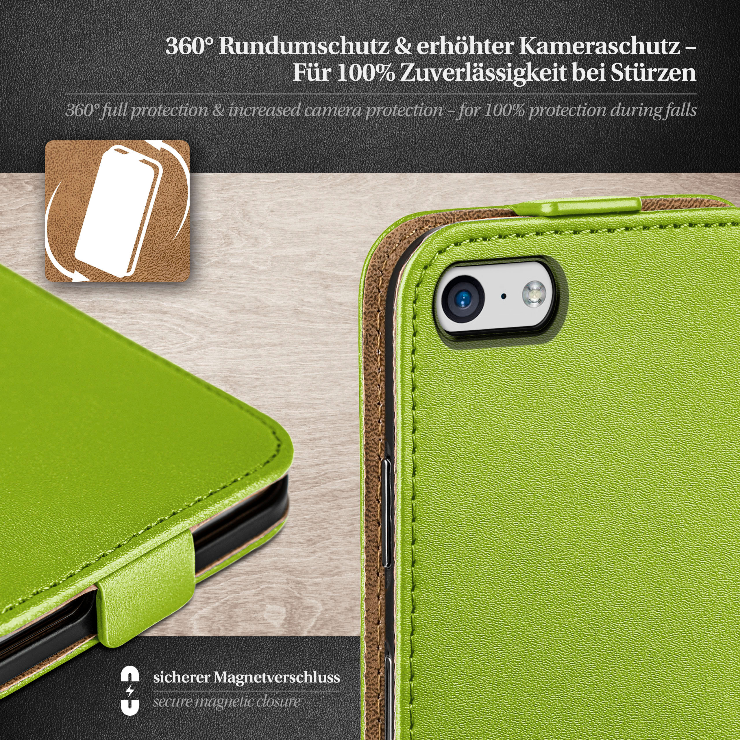 Apple, iPhone 5c, Cover, Flip MOEX Case, Flip Lime-Green
