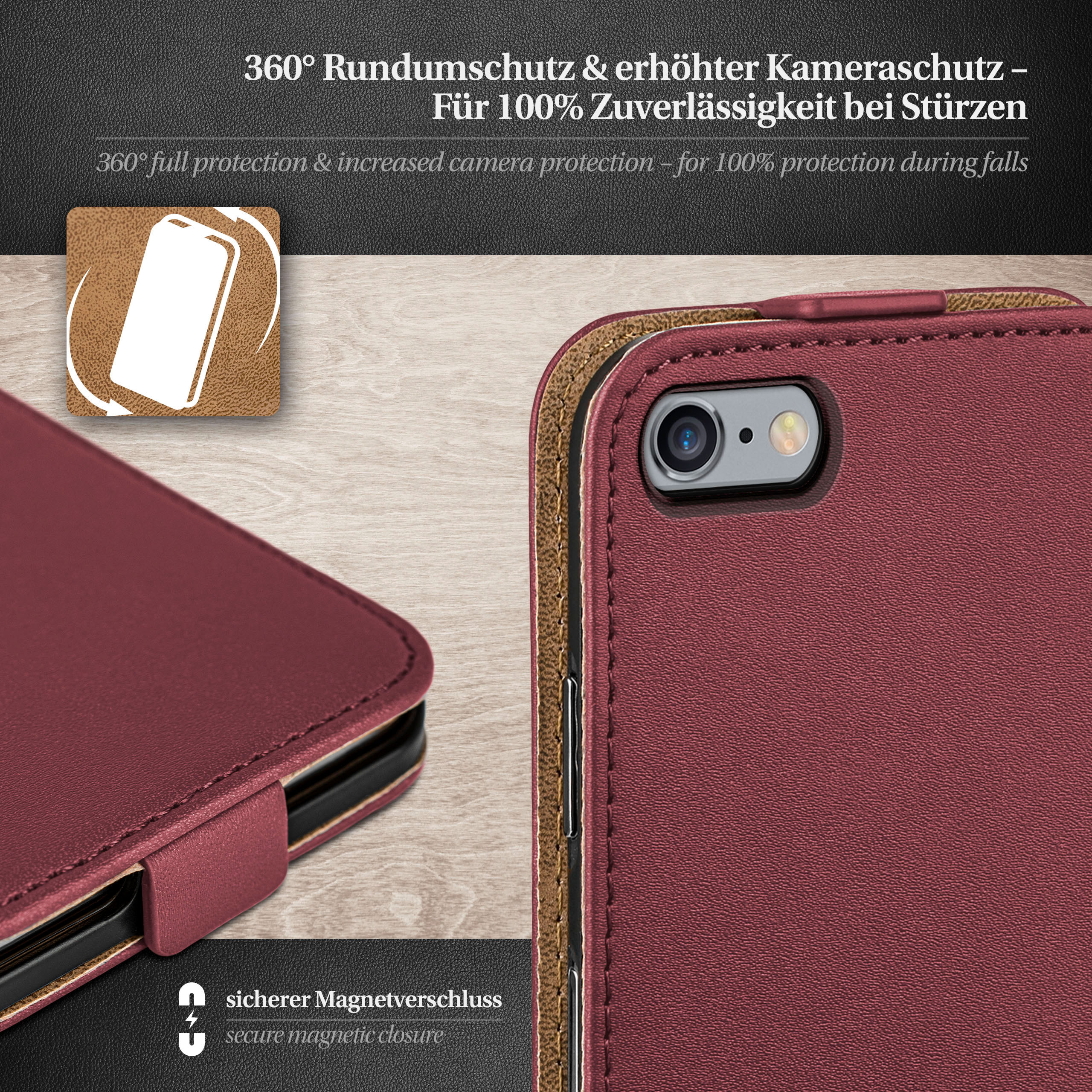 MOEX Flip Case, Cover, Flip Apple, 6 Maroon-Red Plus, iPhone / Plus 6s