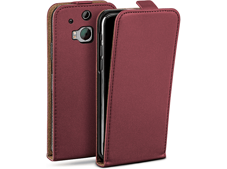 M8s, M8 Flip Maroon-Red Case, One HTC, Flip Cover, MOEX /