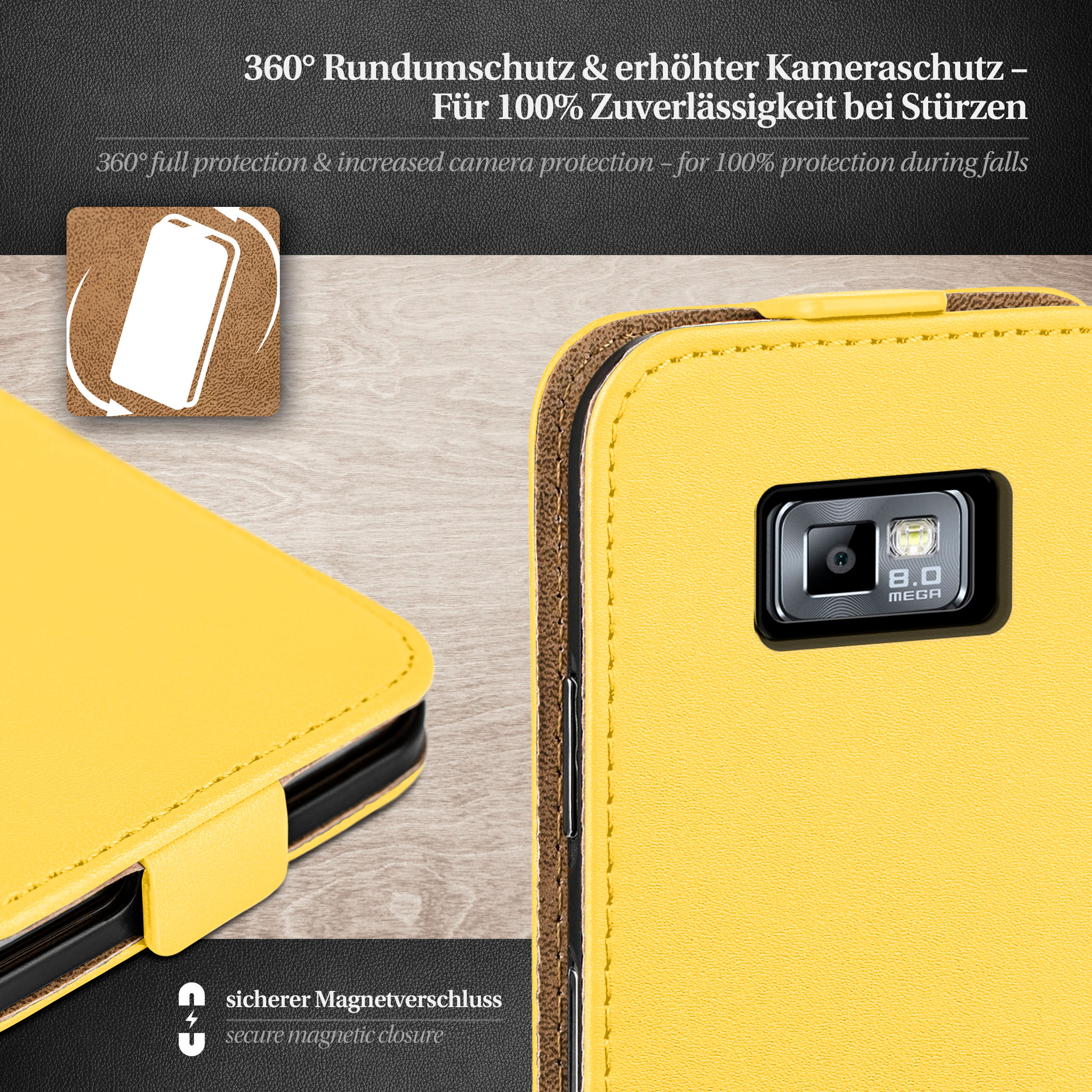 Flip / Cover, S2 Samsung, Plus, Case, Acid-Yellow MOEX Flip S2 Galaxy