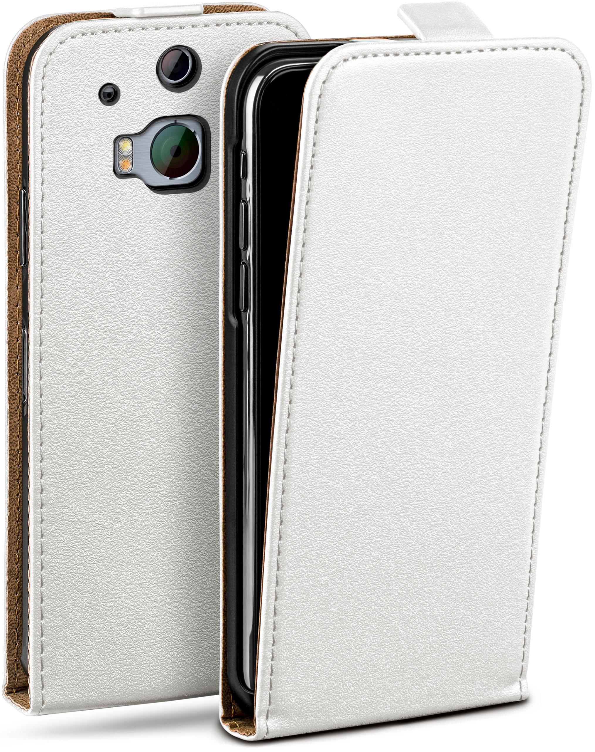 / Pearl-White One Cover, M8 Flip Case, HTC, MOEX M8s, Flip