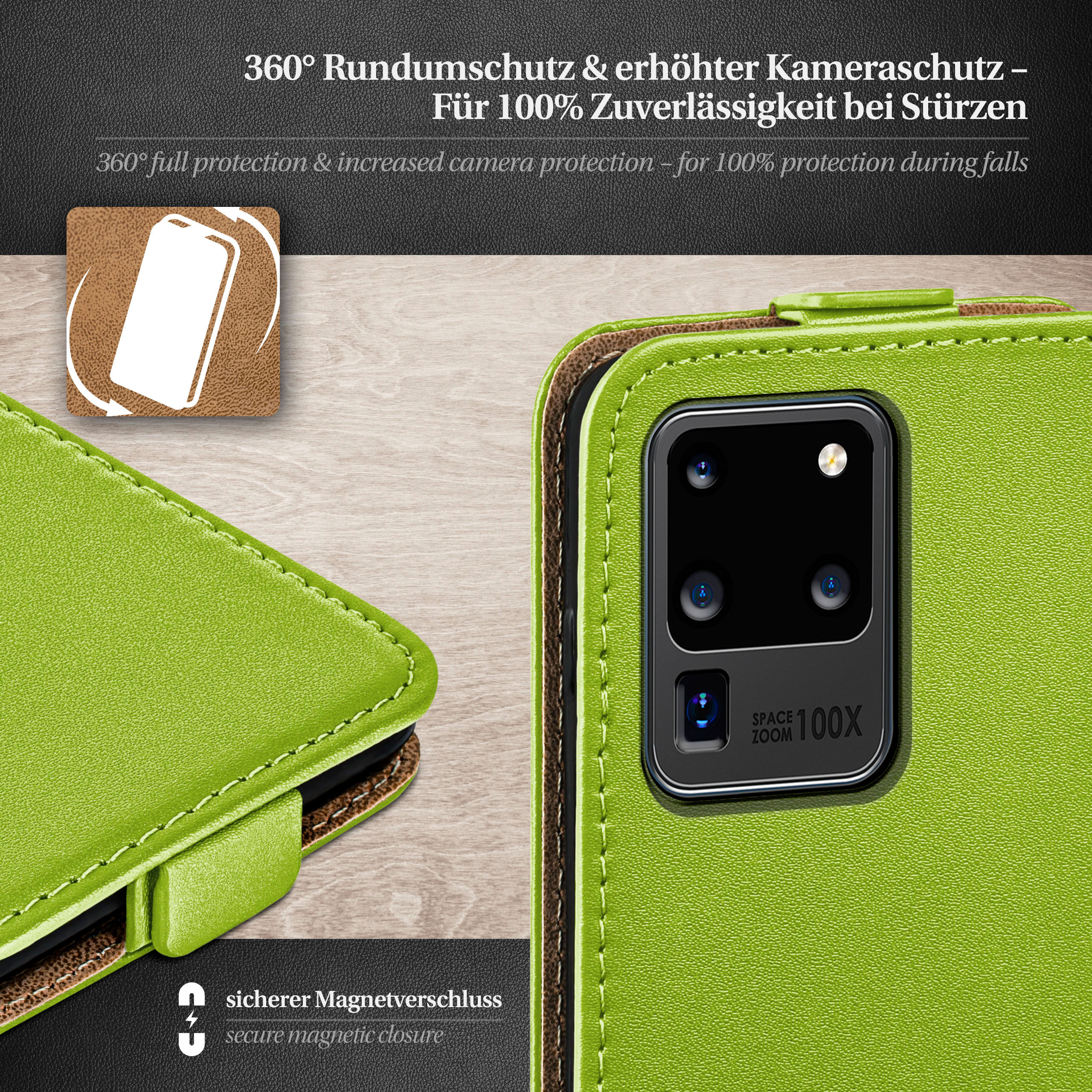 Flip Case, S20 / Samsung, Flip MOEX 5G, Cover, Galaxy Ultra Lime-Green