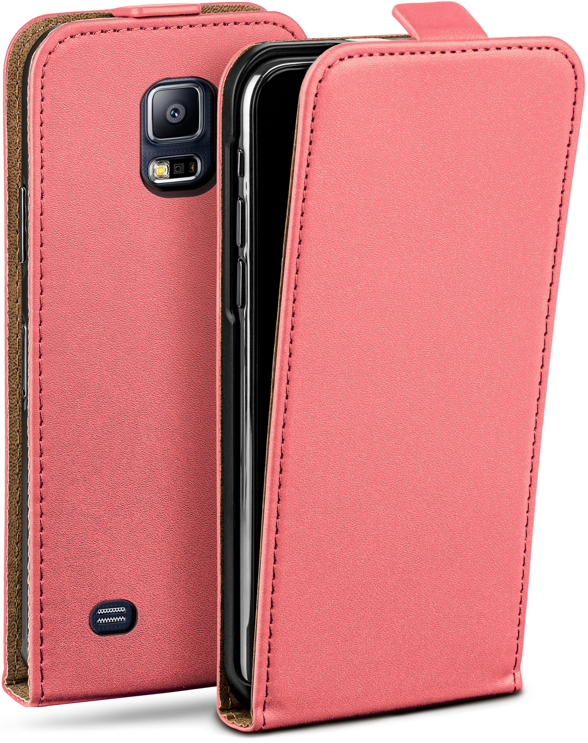 Coral-Rose Flip Galaxy Neo, Cover, Flip MOEX S5 Samsung, / S5 Case,