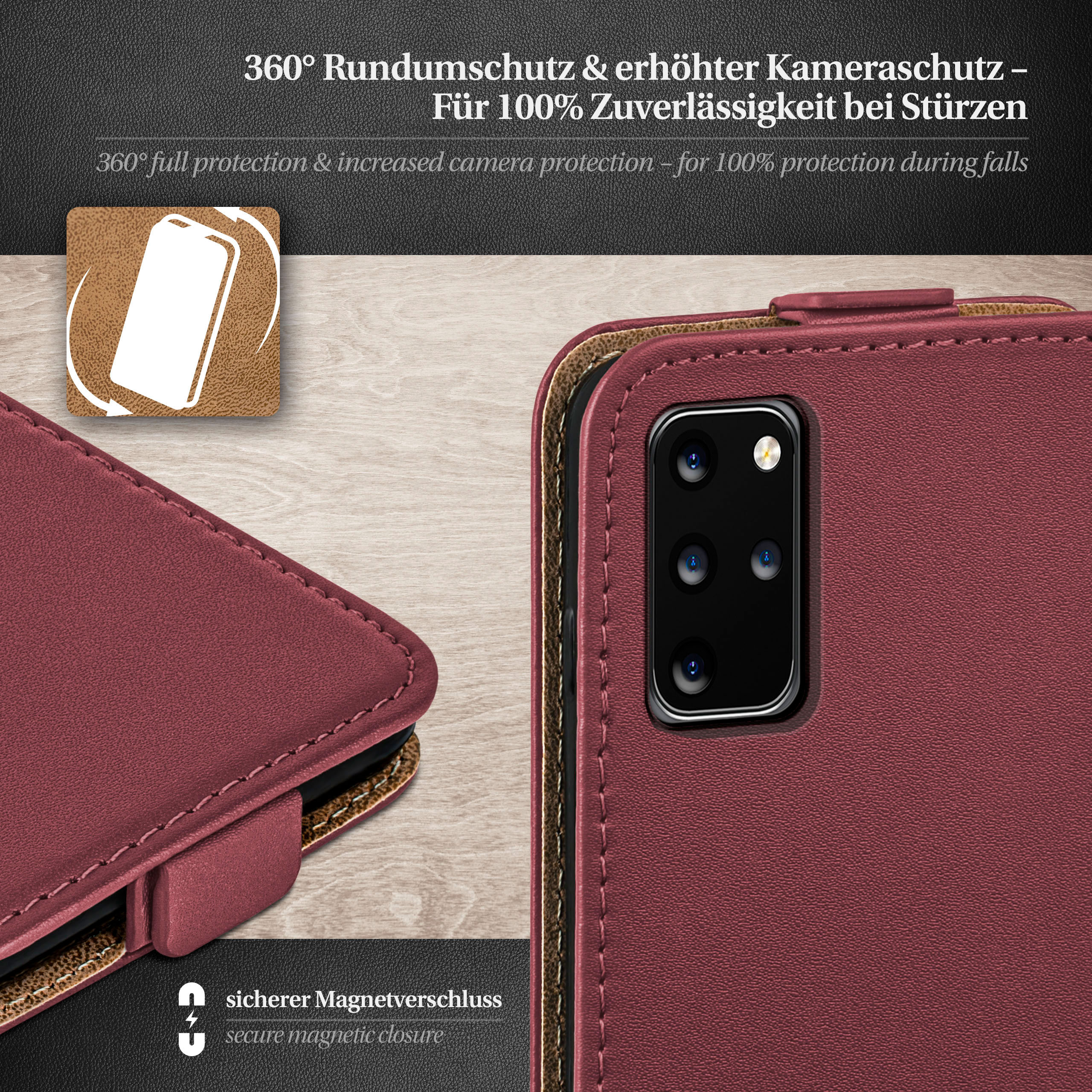 S20 5G, Flip Galaxy Plus Maroon-Red Case, Samsung, / Flip Cover, MOEX