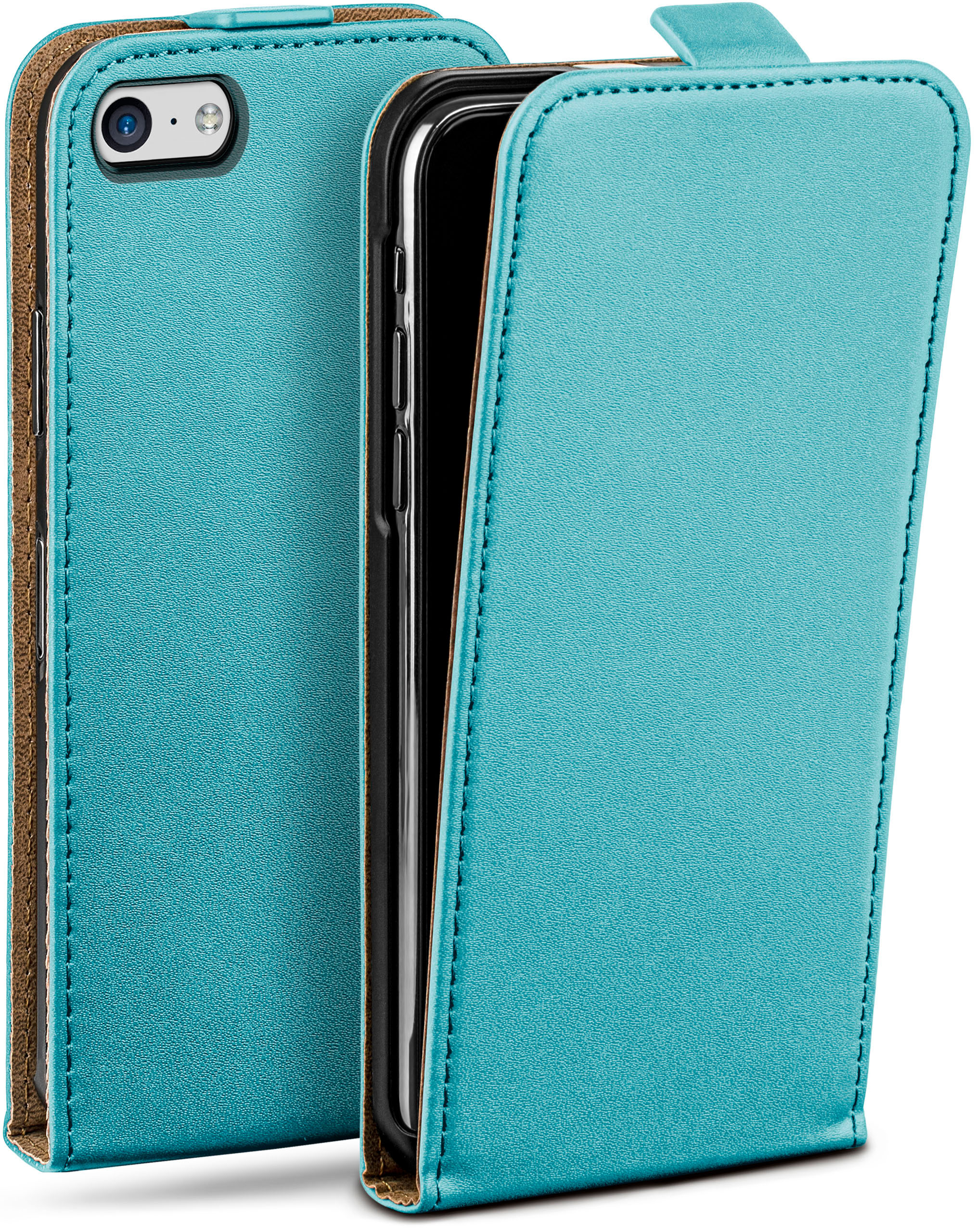 Case, iPhone Aqua-Cyan Apple, 5c, Flip MOEX Cover, Flip