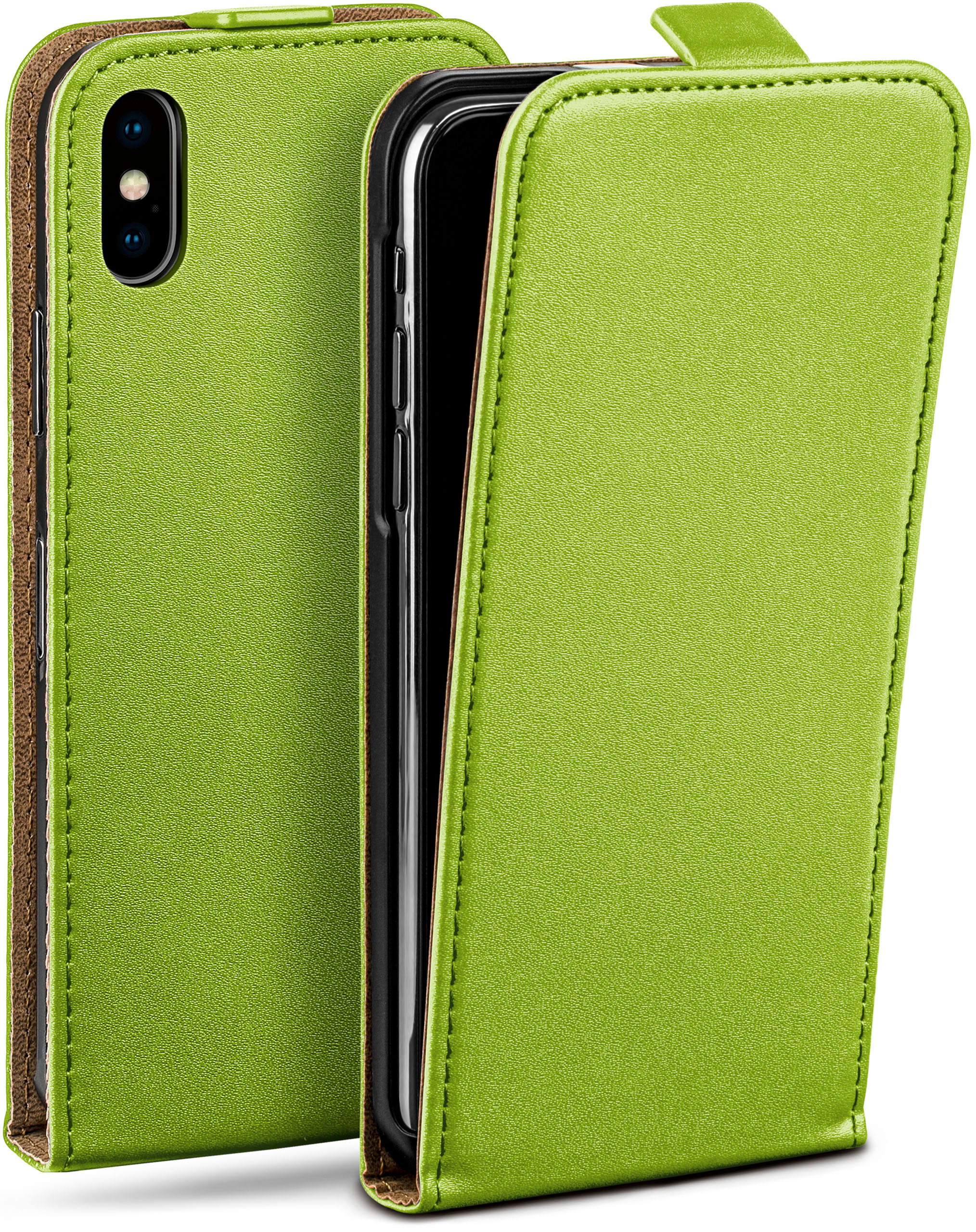 MOEX / XS, iPhone Flip Flip Case, X Lime-Green Apple, Cover, iPhone