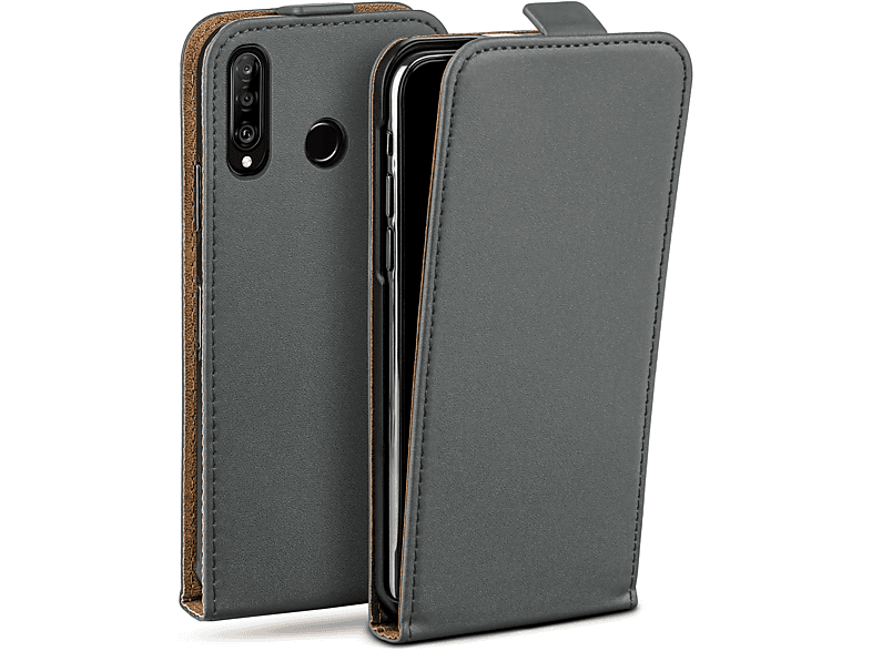 MOEX Flip Case, Flip Cover, Huawei, P30 Lite/P30 Lite New, Anthracite-Gray