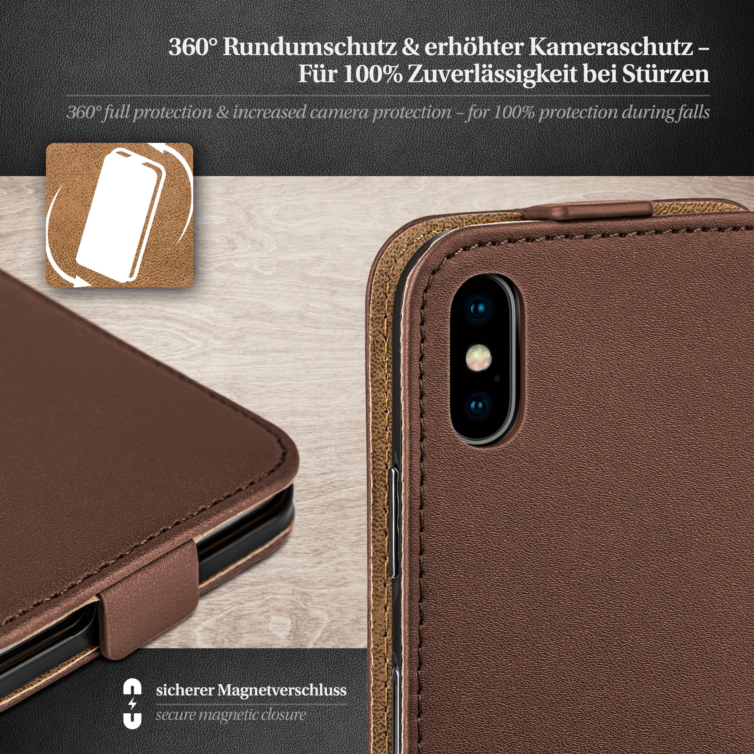 MOEX Flip Flip iPhone Oxide-Brown iPhone X Apple, / XS, Case, Cover