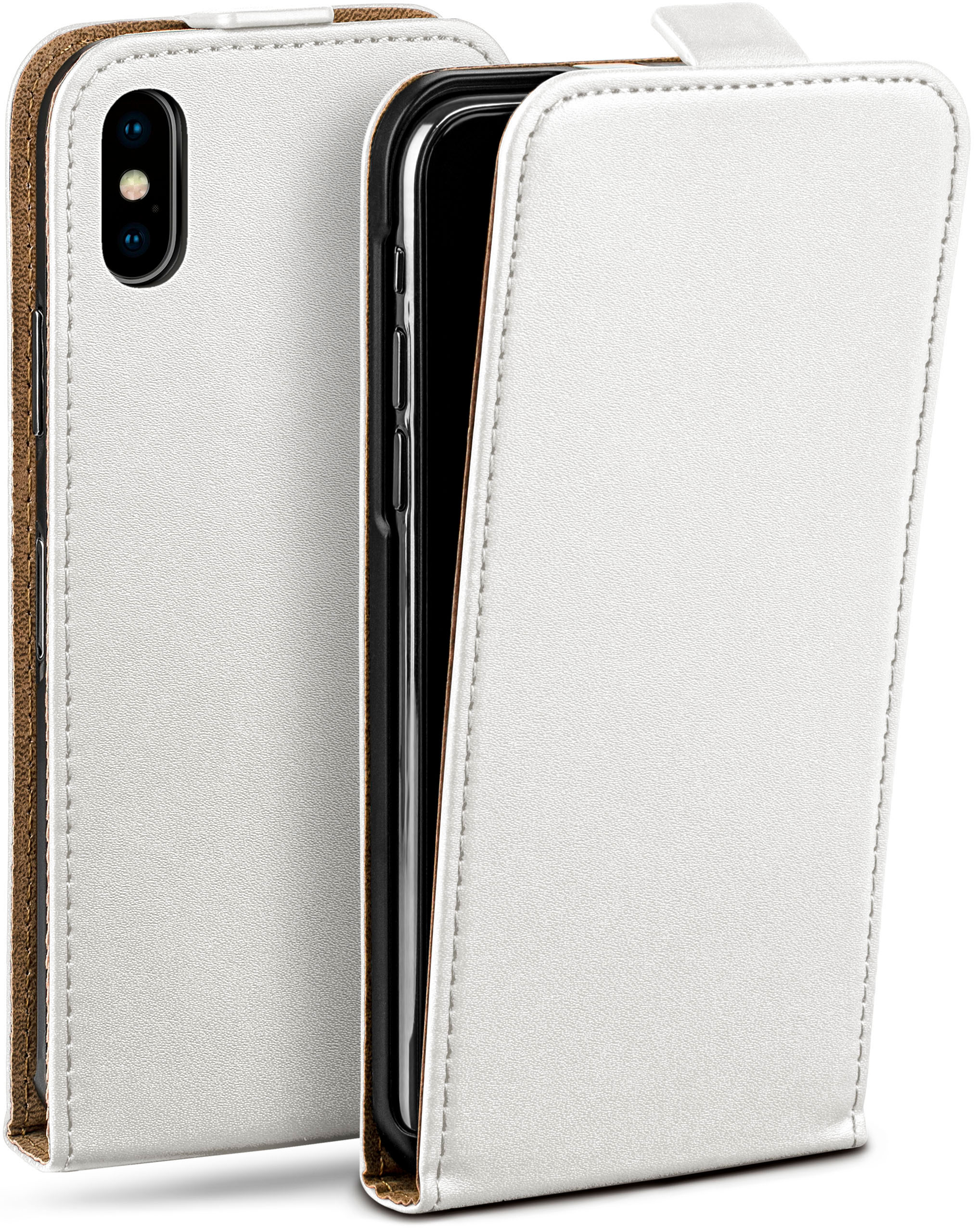 Flip Case, Pearl-White Cover, X Flip iPhone iPhone XS, / Apple, MOEX