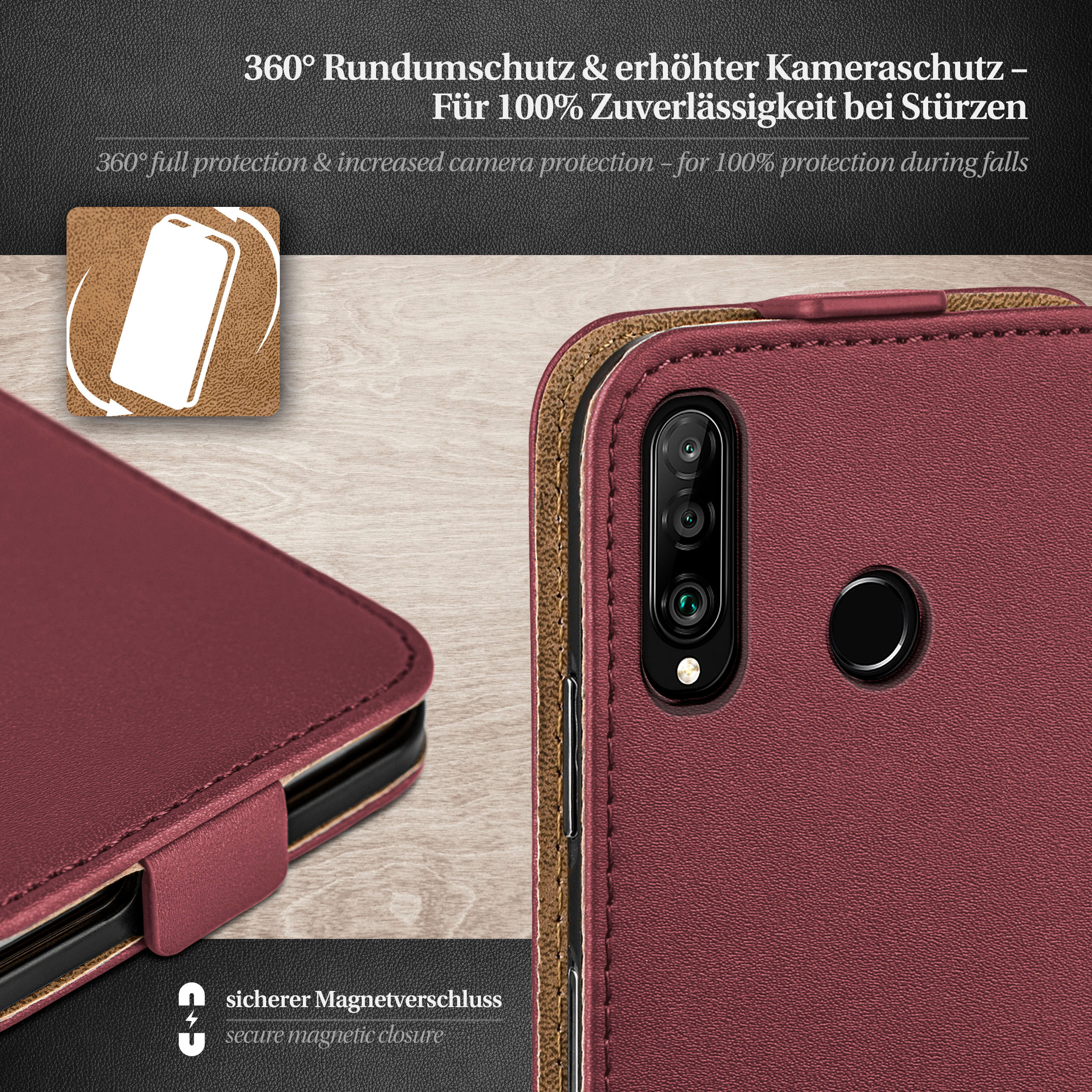 MOEX Flip Case, Flip Cover, Lite Lite/P30 New, P30 Huawei, Maroon-Red