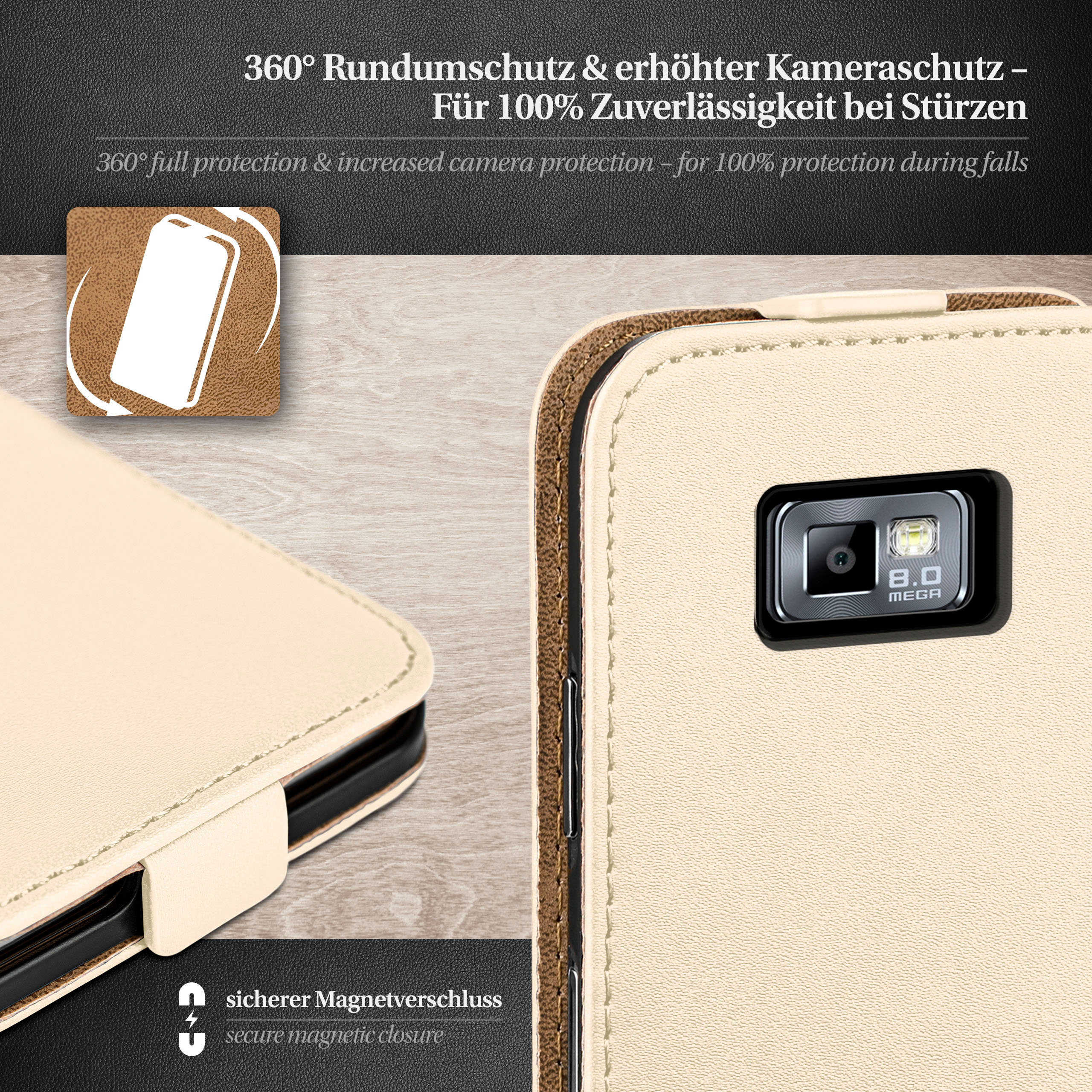 MOEX Flip Flip Plus, Samsung, Galaxy S2 / Navajo-White Case, Cover, S2