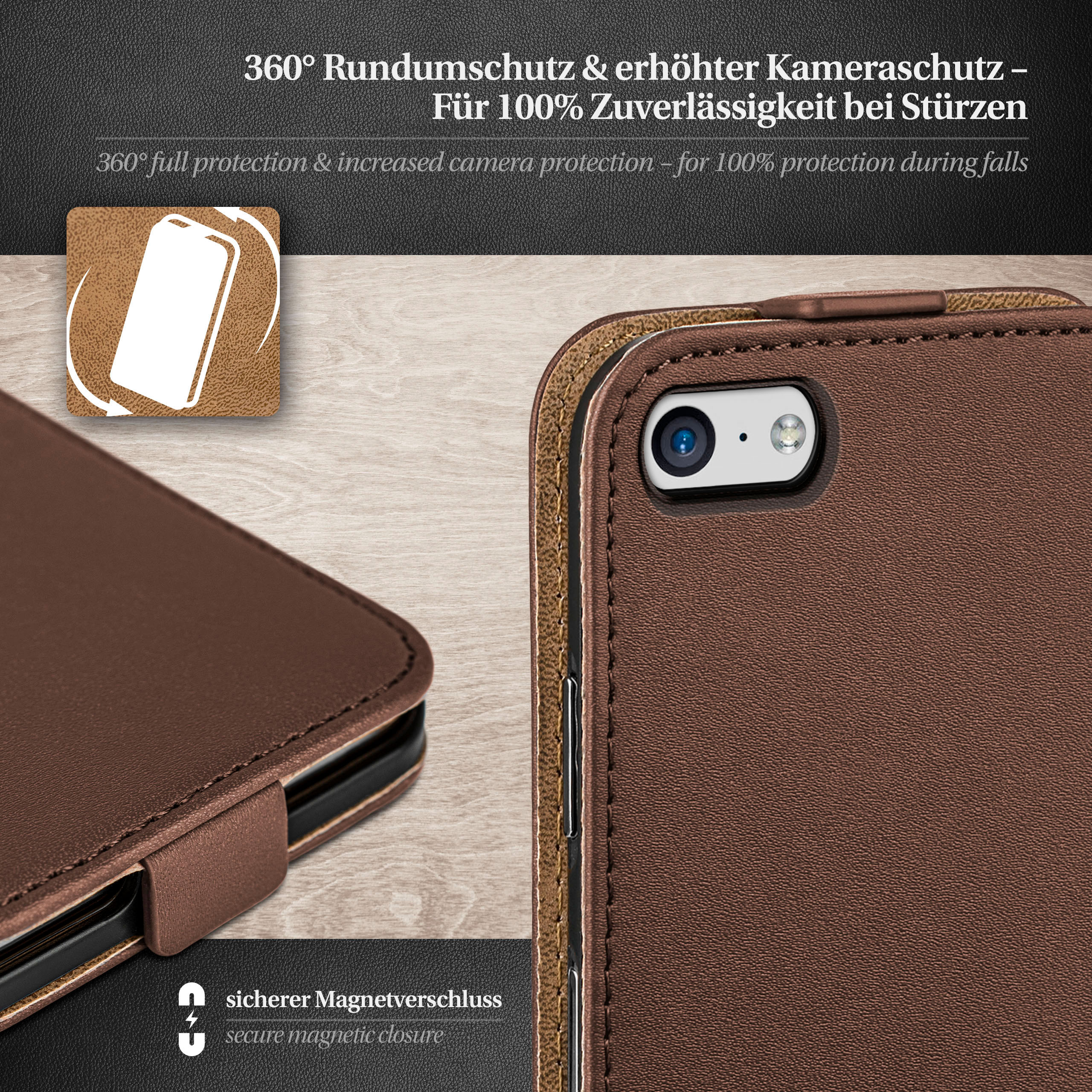 Apple, Flip 5c, Oxide-Brown Cover, MOEX iPhone Case, Flip