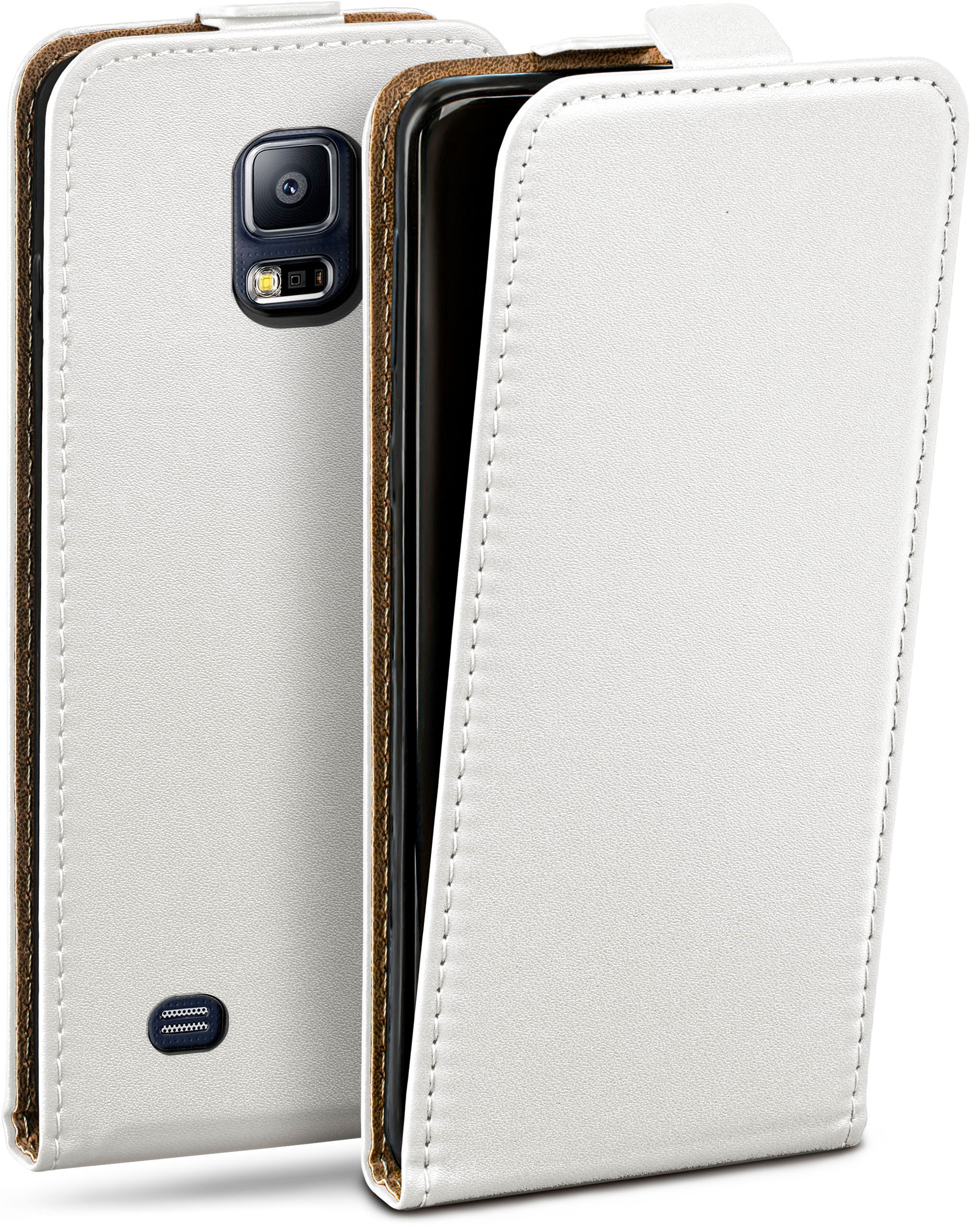 S5 Samsung, Pearl-White Cover, / Flip Neo, Flip Galaxy Case, MOEX S5