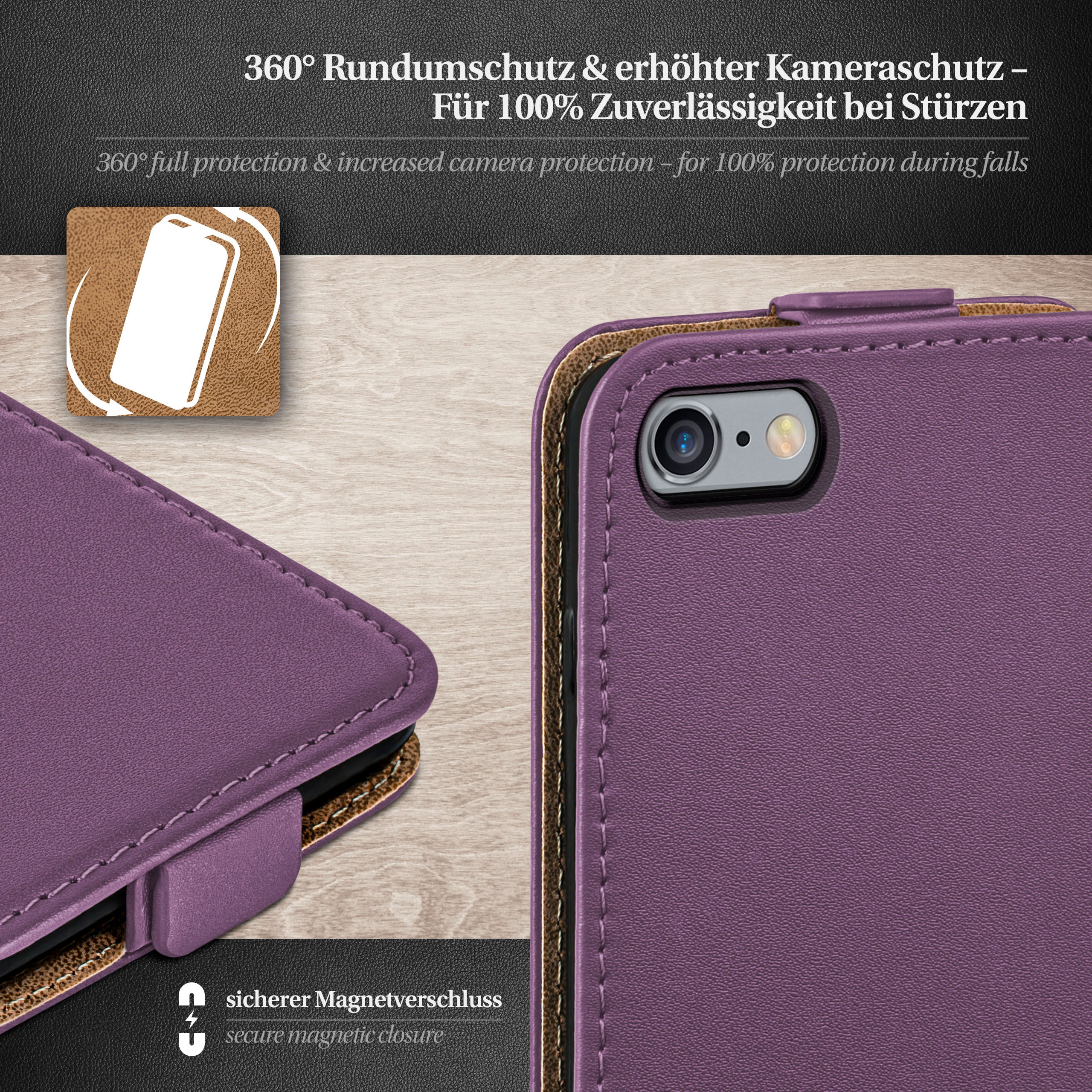 MOEX Flip Case, / Indigo-Violet iPhone 6, 6s Flip iPhone Cover, Apple