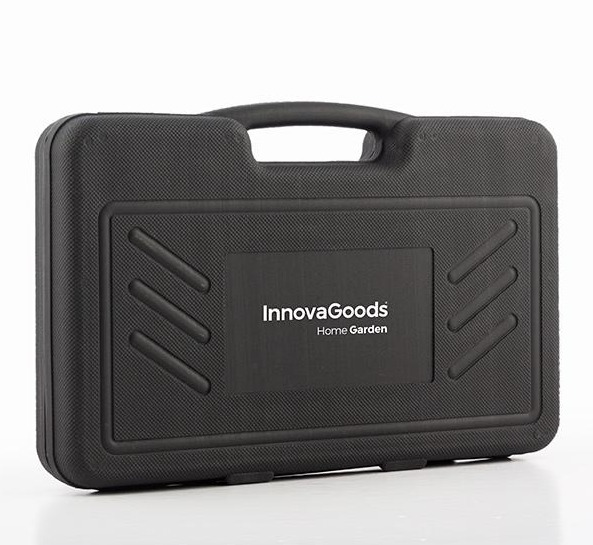 Schwarze InnovaGoods Home Garden-Hülle, eine Hartschalen-Aufbewahrungstasche mit Griff.