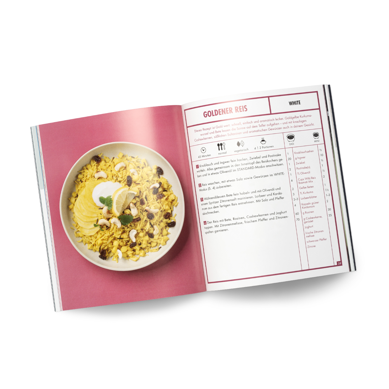 REISHUNGER Digitaler Reiskocher, und Schwarz) Dampfgarer Kochbuch