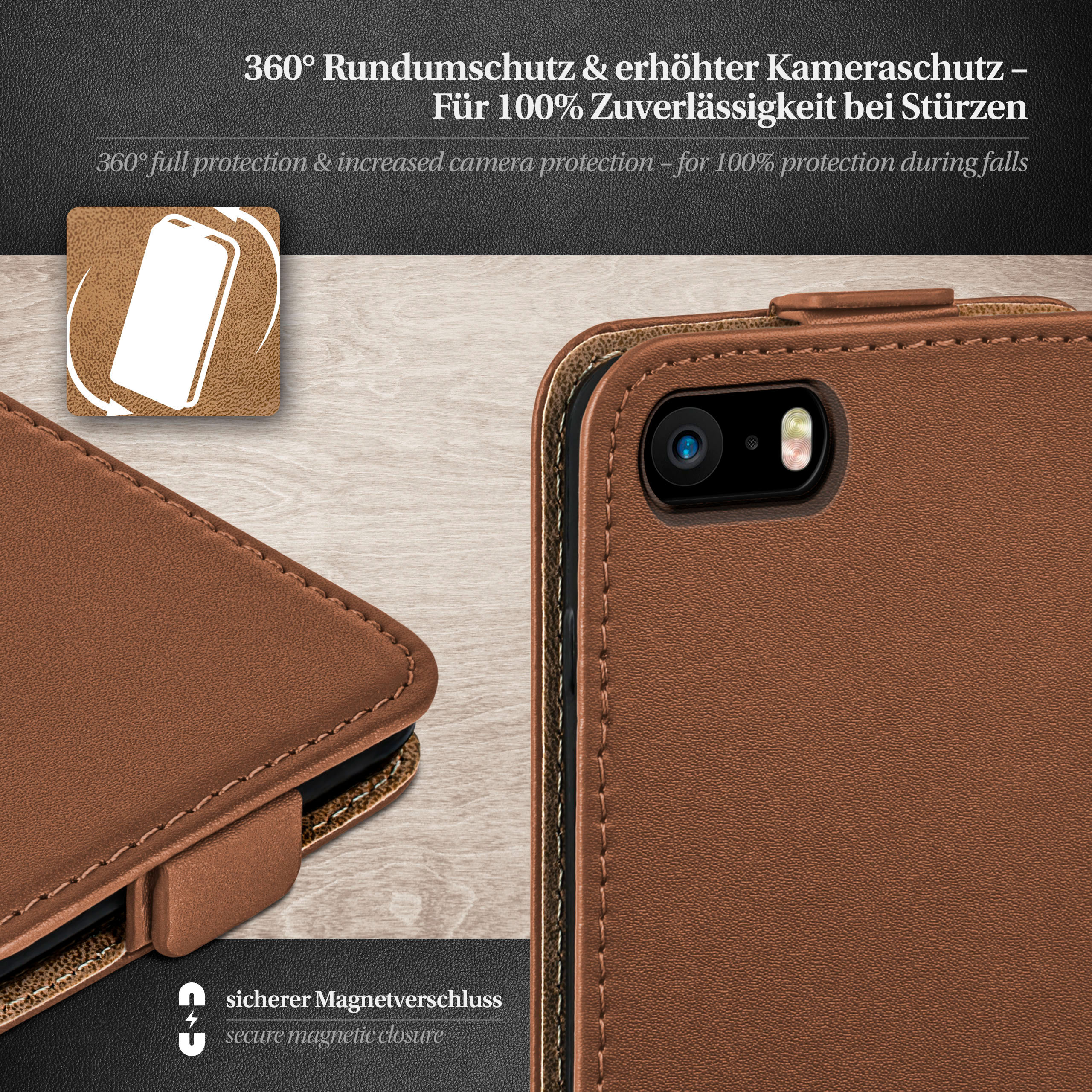 Flip Case, Flip Umber-Brown MOEX / 5 Apple, / iPhone SE 5s Cover, (2016),