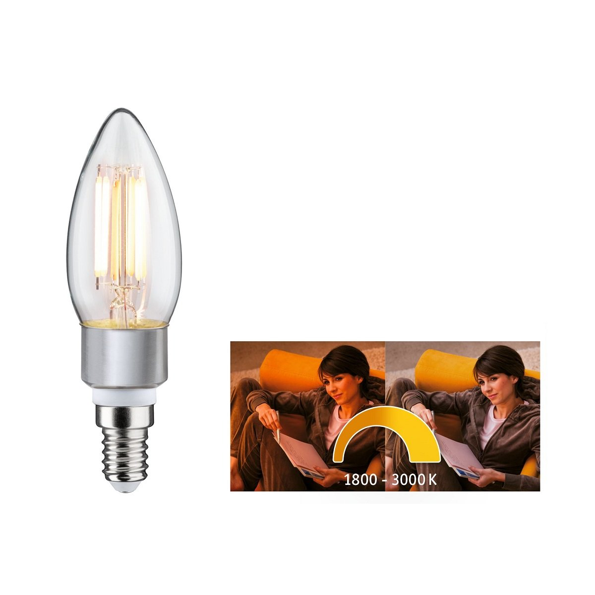 PAULMANN LICHT LED Fil Leuchtmittel 470 Watt E14 Goldlicht/Warmweiß lm 5 Kerze